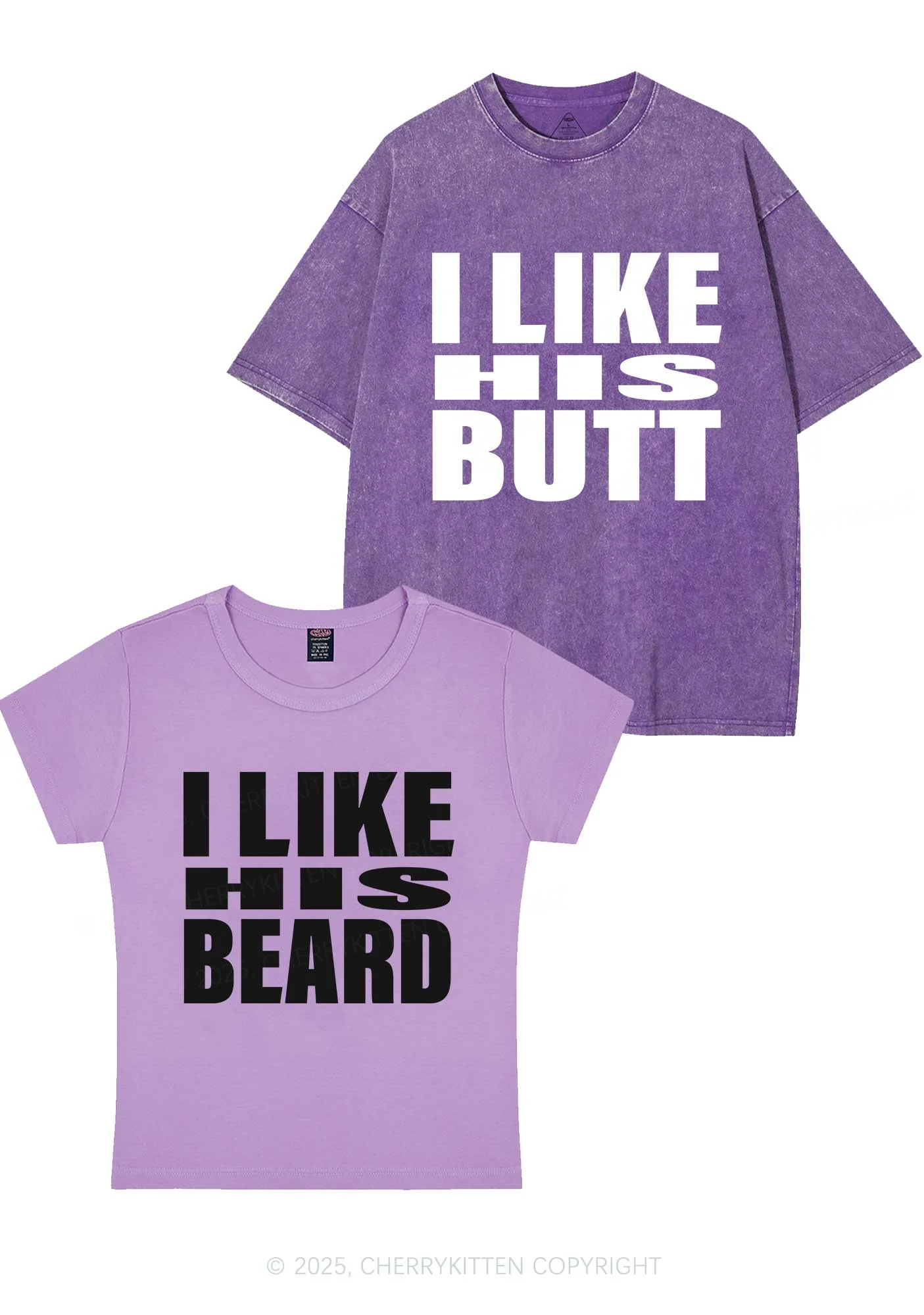 I Like His Beard Y2K Valentine's Day Couple Shirt Cherrykitten - Image 6