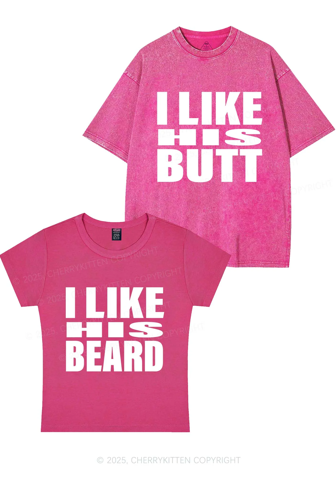 I Like His Beard Y2K Valentine's Day Couple Shirt Cherrykitten - Image 7
