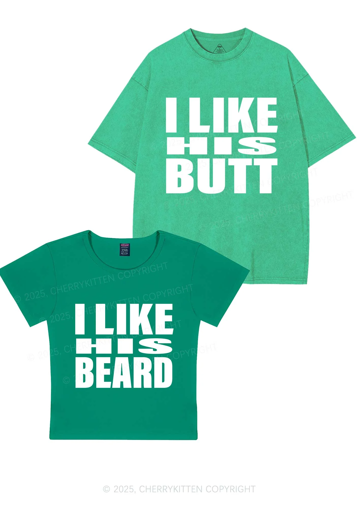 I Like His Beard Y2K Valentine's Day Couple Shirt Cherrykitten - Image 8