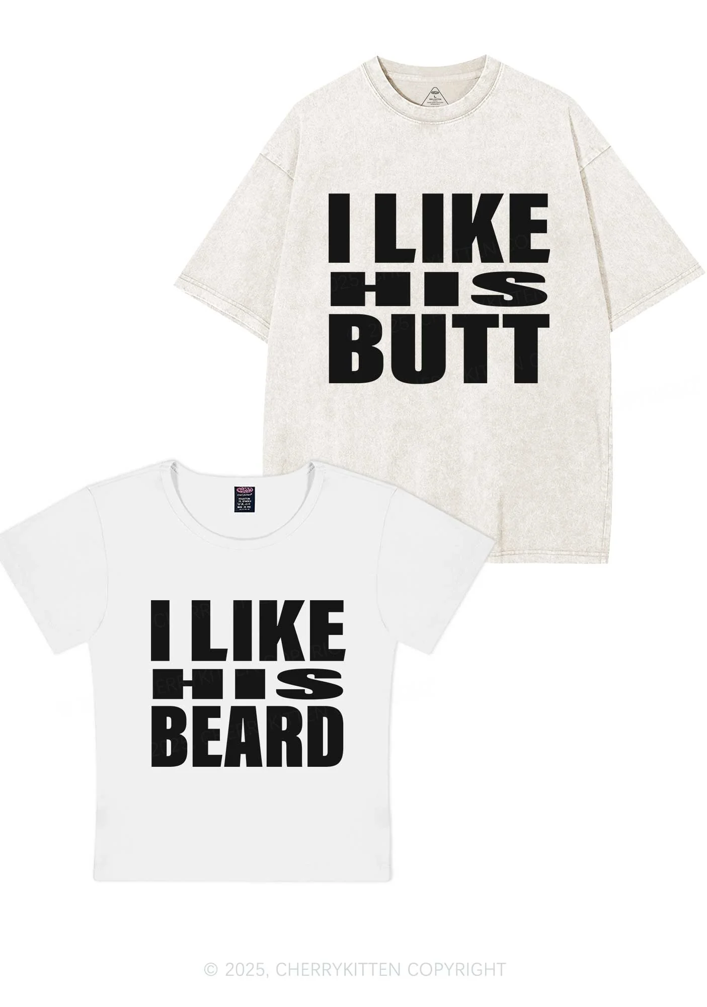 I Like His Beard Y2K Valentine's Day Couple Shirt Cherrykitten - Image 9