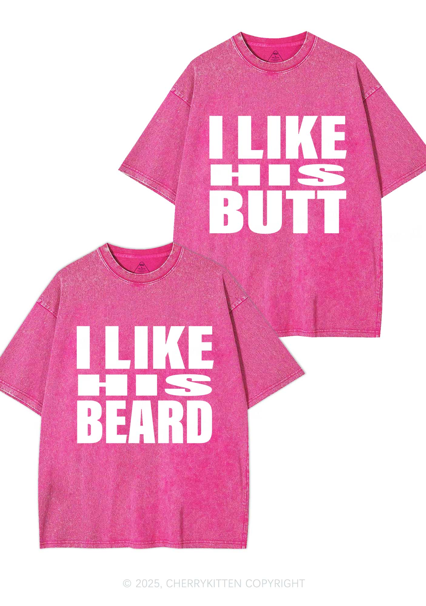 I Like His Beard Y2K Valentine's Day Washed Tee Cherrykitten - Image 4