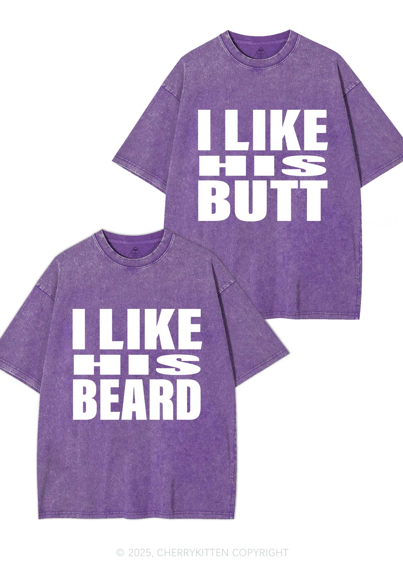 I Like His Beard Y2K Valentine's Day Washed Tee Cherrykitten - Image 5