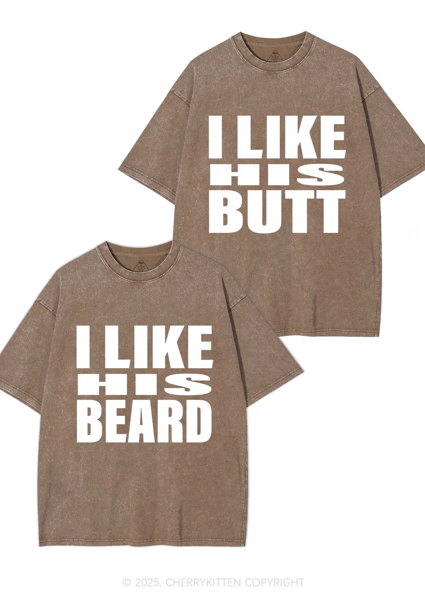 I Like His Beard Y2K Valentine's Day Washed Tee Cherrykitten - Image 6