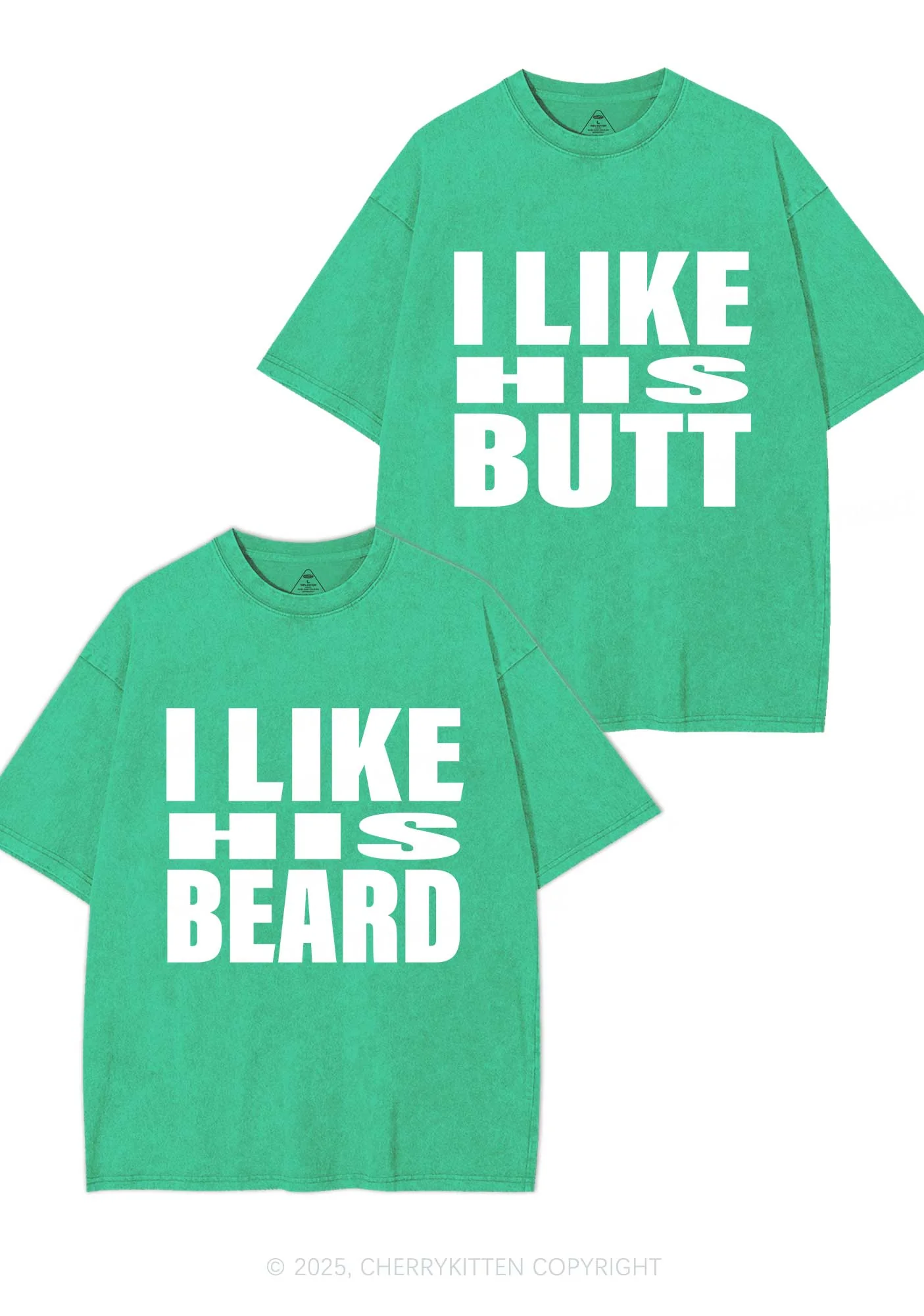 I Like His Beard Y2K Valentine's Day Washed Tee Cherrykitten - Image 7