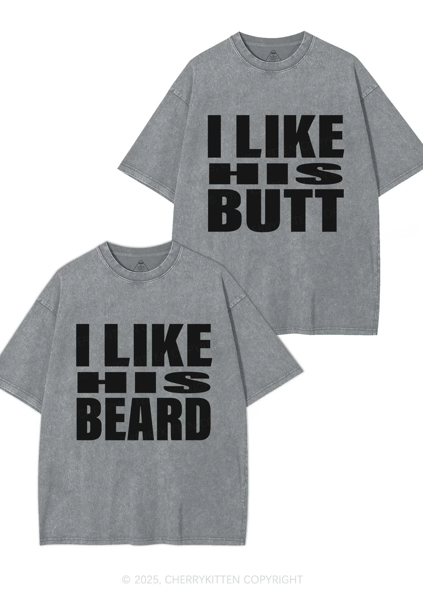 I Like His Beard Y2K Valentine's Day Washed Tee Cherrykitten - Image 9