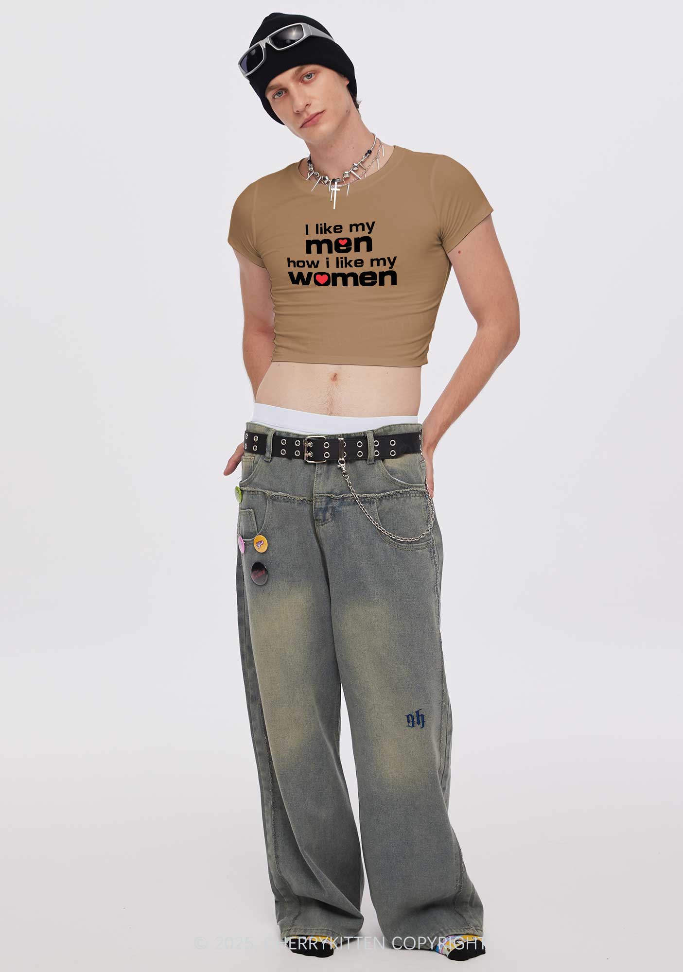 I Like My Men Pride Y2K Baby Tee Cherrykitten - Image 2