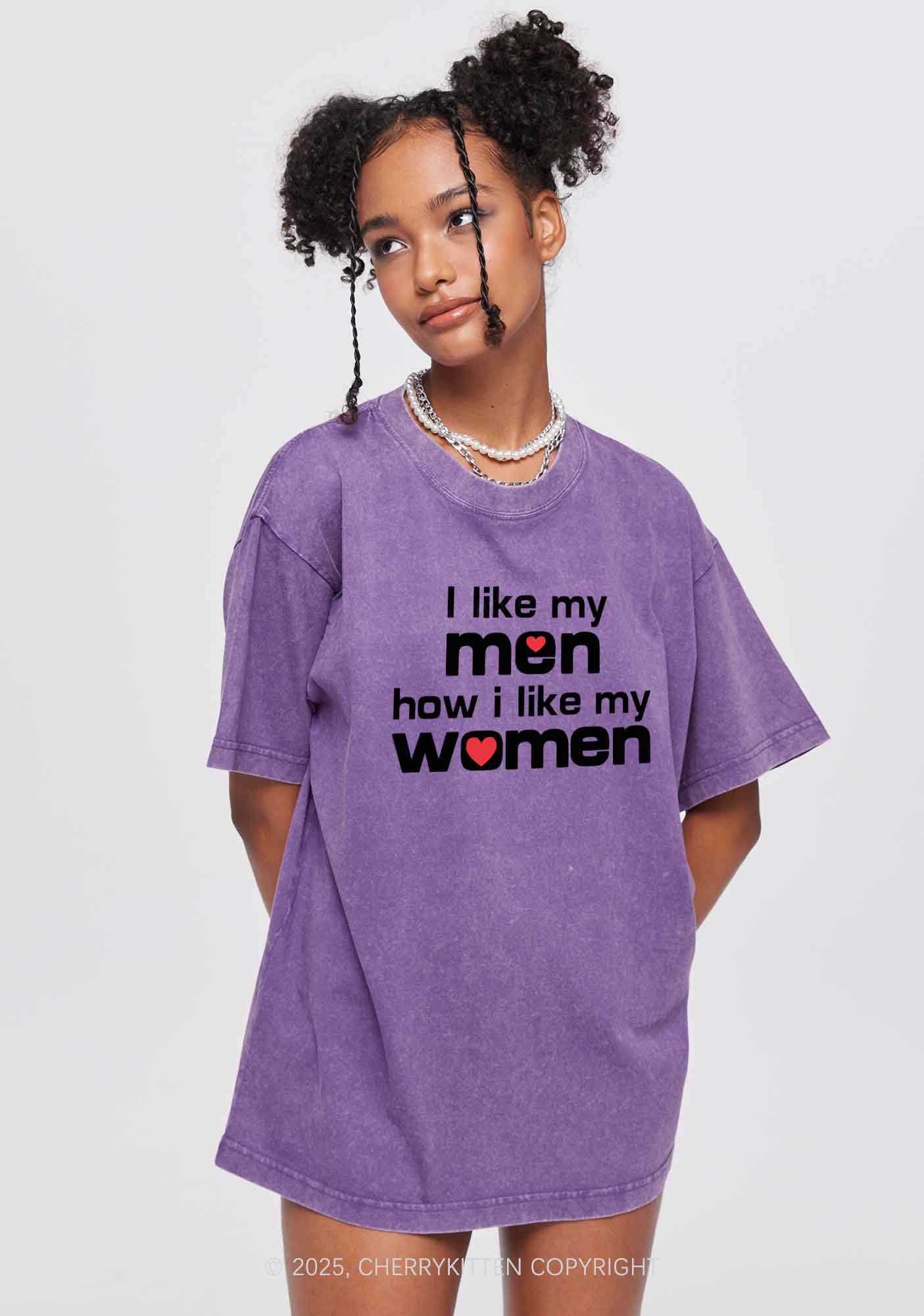 I Like My Men Pride Y2K Shirts Washed Tee Cherrykitten - Image 2