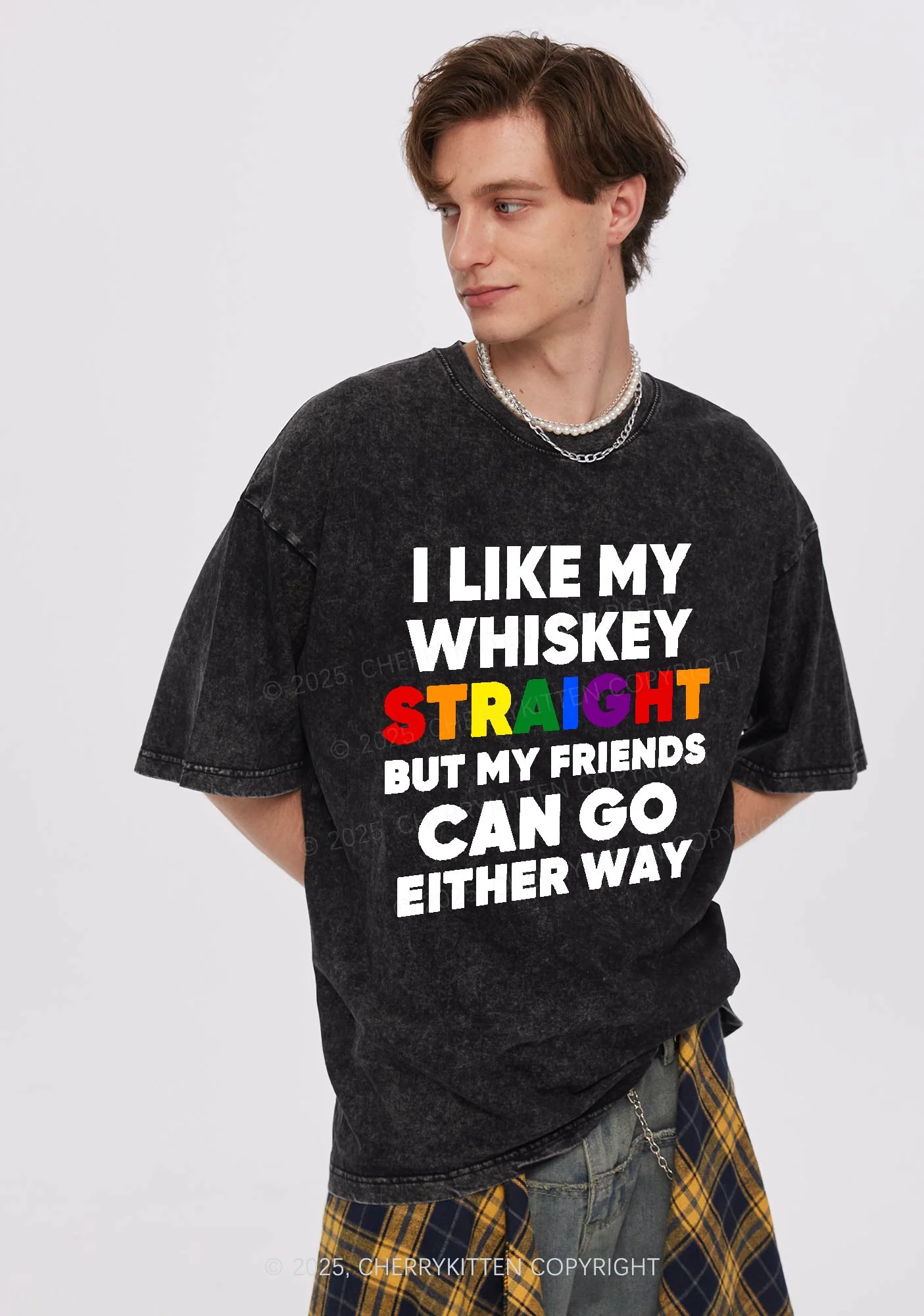 I Like Straight Pride Y2K Shirts Washed Tee Cherrykitten - Image 2