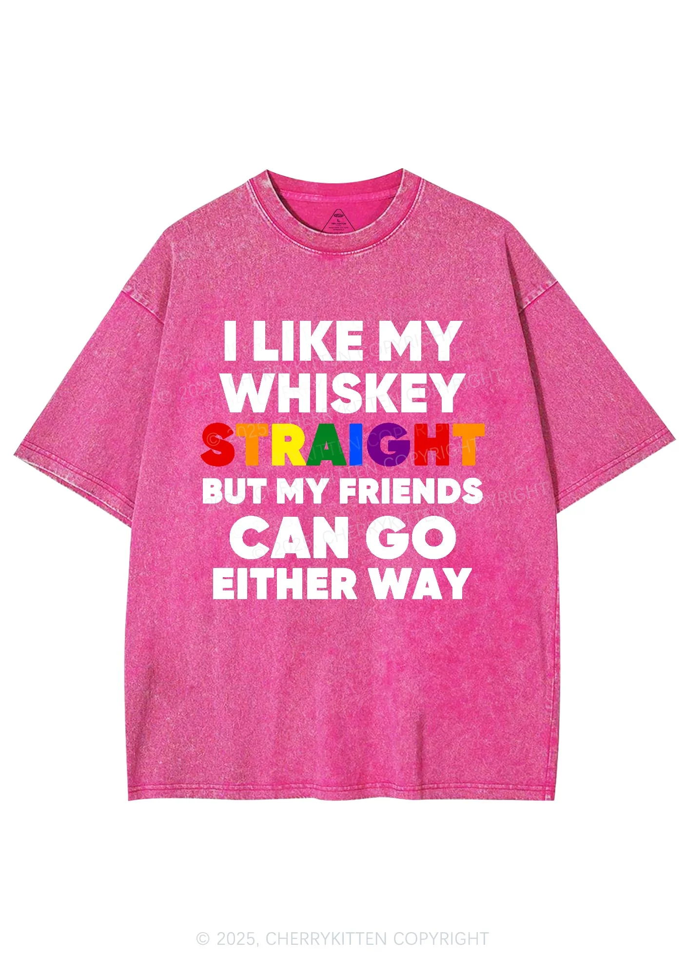 I Like Straight Pride Y2K Shirts Washed Tee Cherrykitten - Image 3