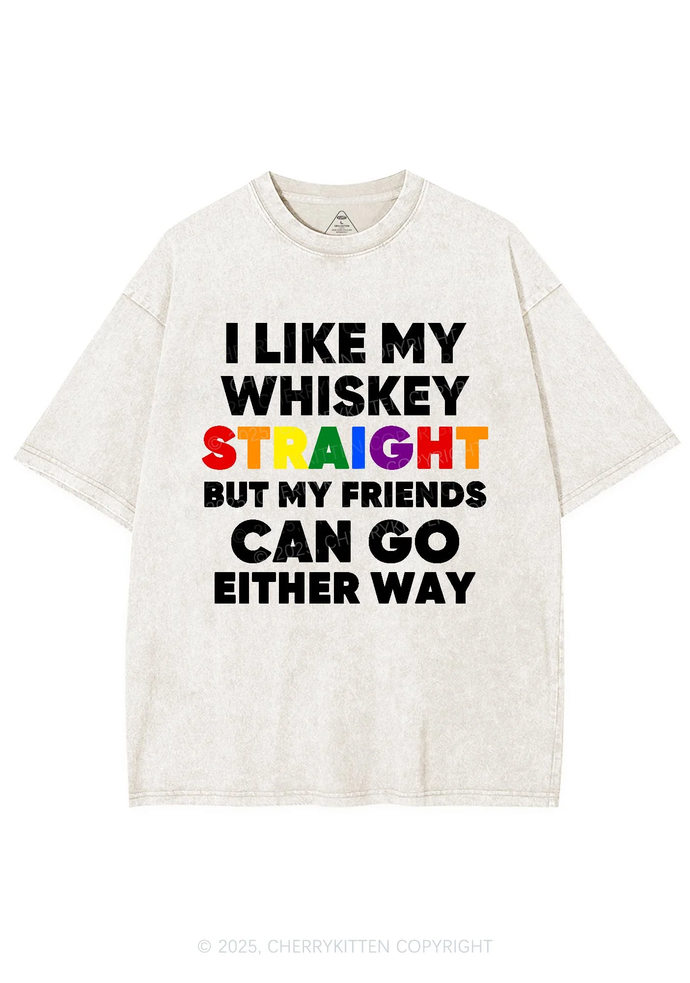 I Like Straight Pride Y2K Shirts Washed Tee Cherrykitten - Image 5