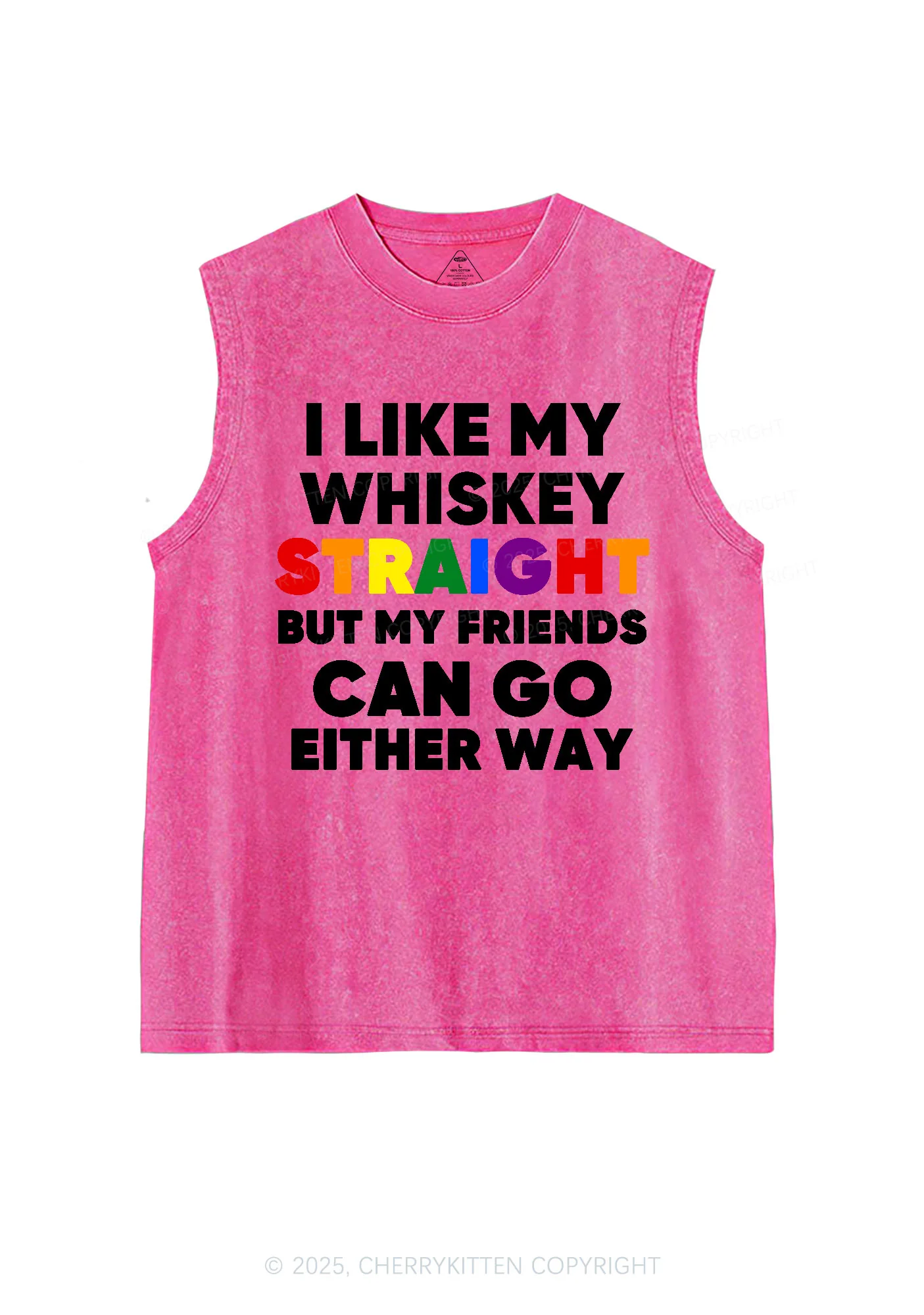 I Like Straight Pride Y2K Washed Muscle Tank Cherrykitten - Image 3