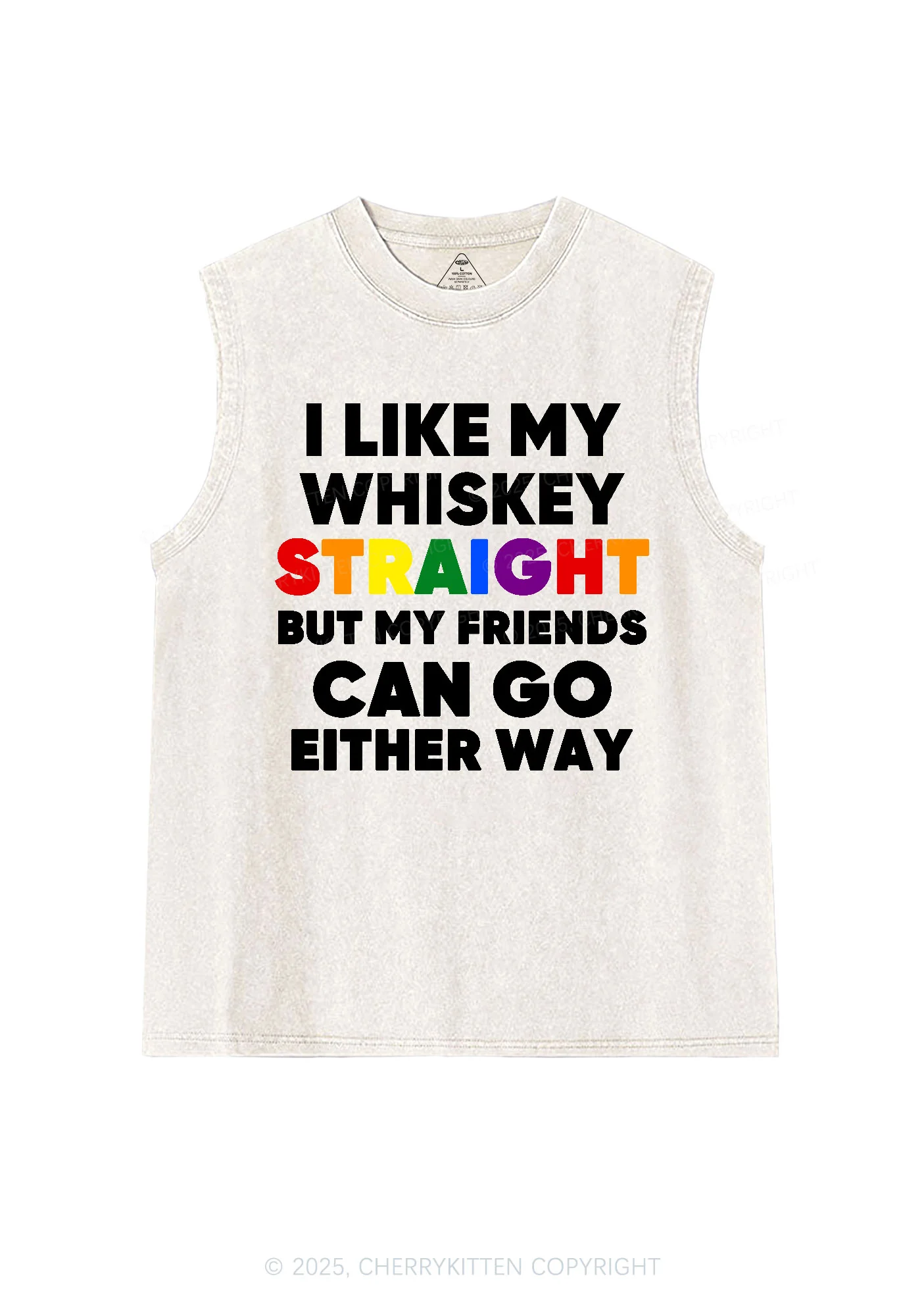 I Like Straight Pride Y2K Washed Muscle Tank Cherrykitten - Image 4