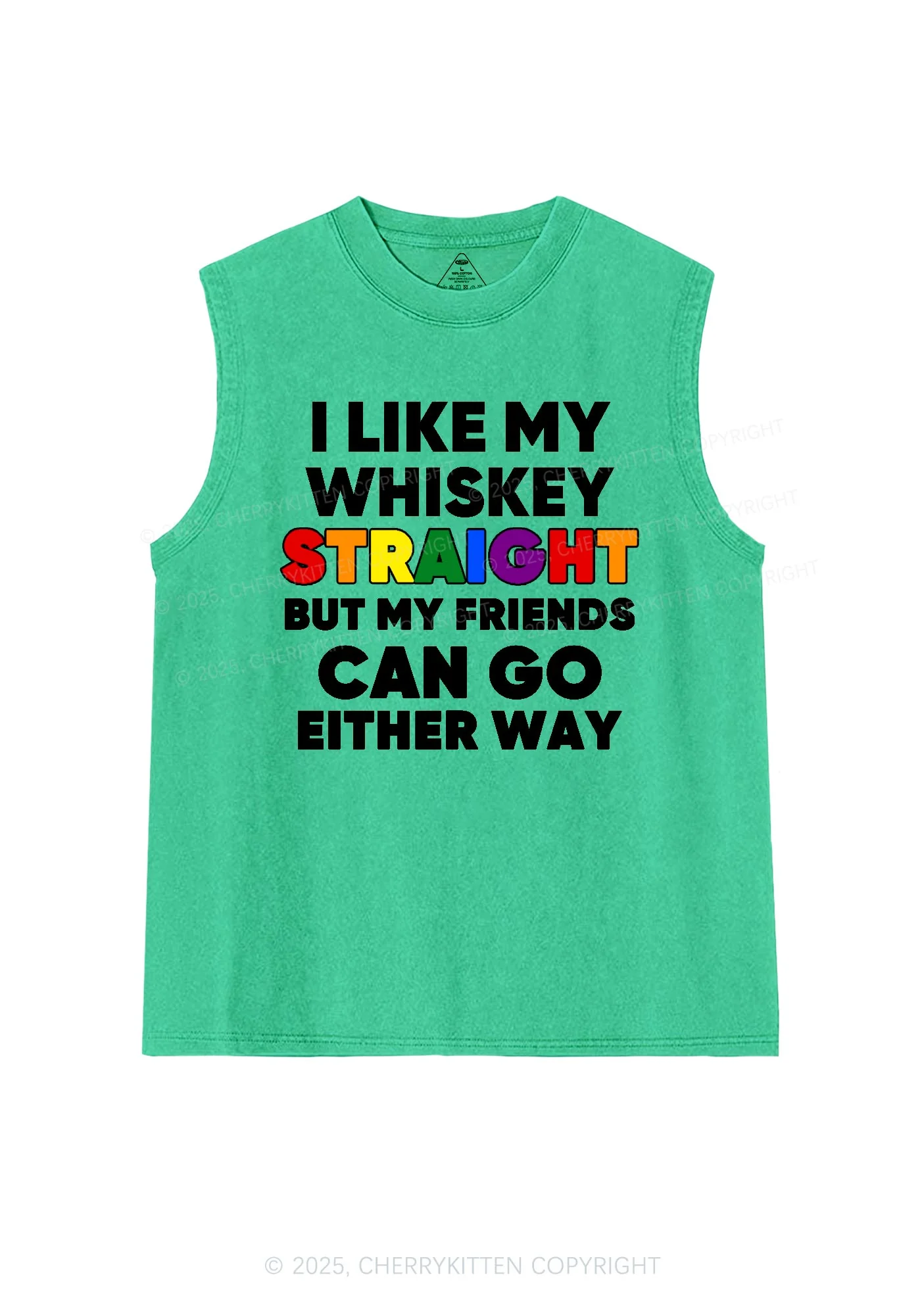 I Like Straight Pride Y2K Washed Muscle Tank Cherrykitten - Image 5