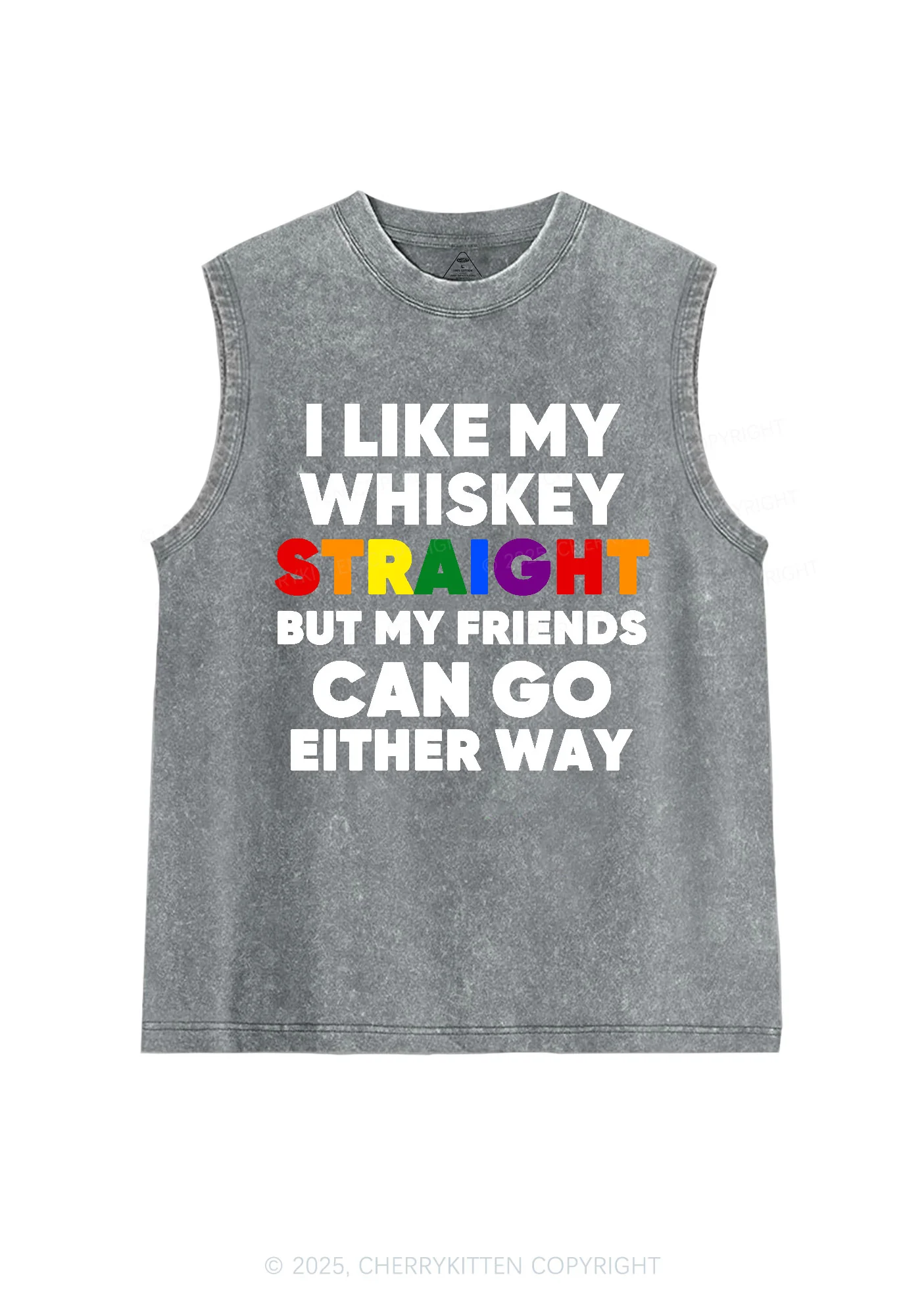 I Like Straight Pride Y2K Washed Muscle Tank Cherrykitten - Image 6