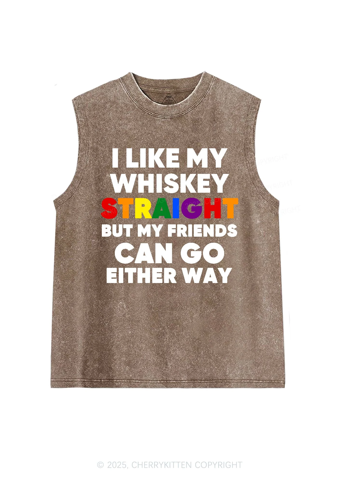 I Like Straight Pride Y2K Washed Muscle Tank Cherrykitten - Image 7