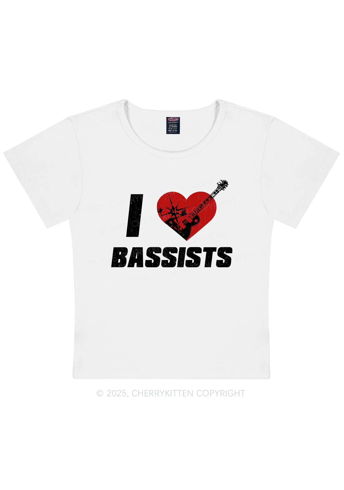 I Love Bassists Y2K Baby Tee Cherrykitten - Image 4