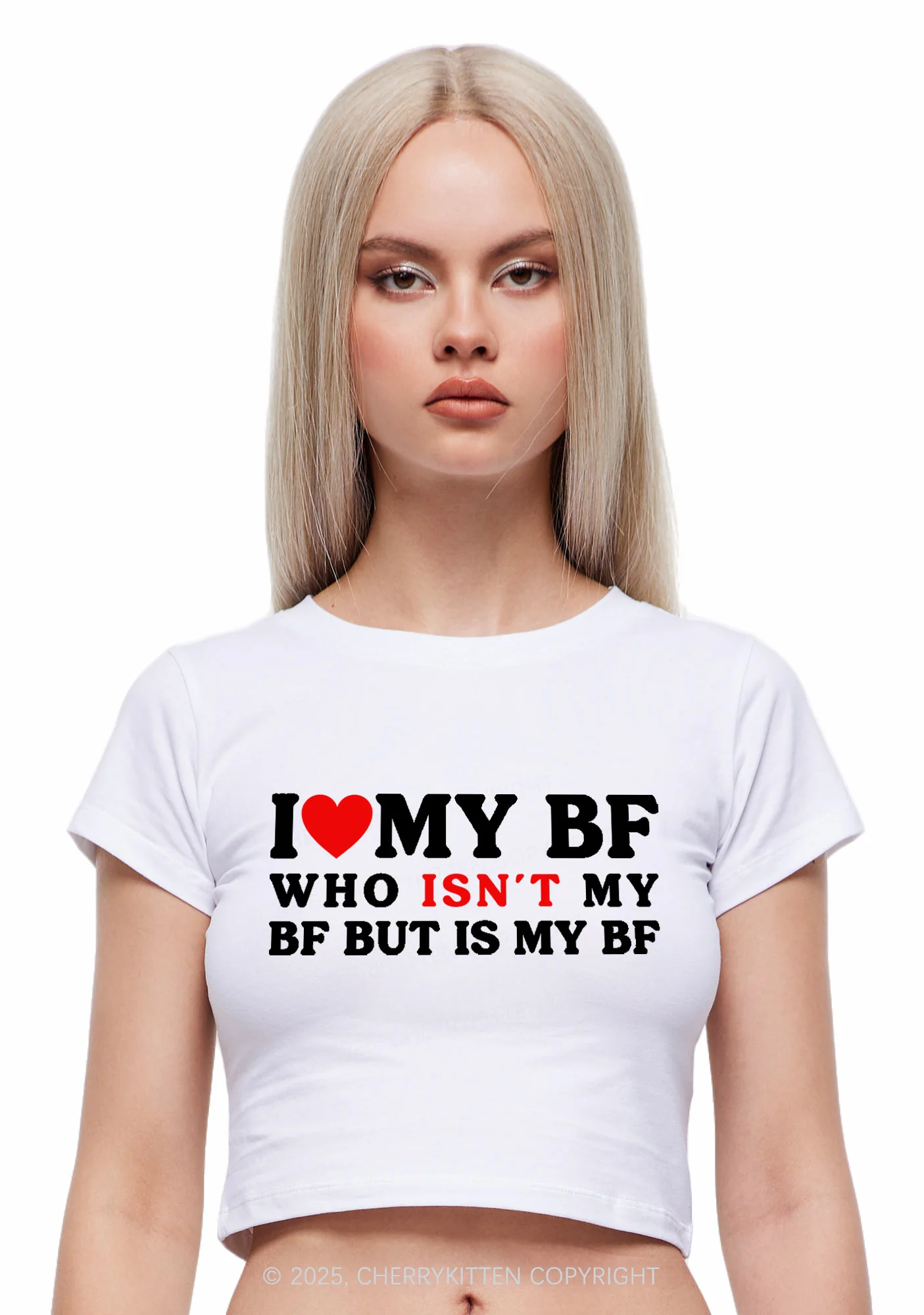 I Love BF Y2K Valentine's Day Baby Tee Cherrykitten - Image 2