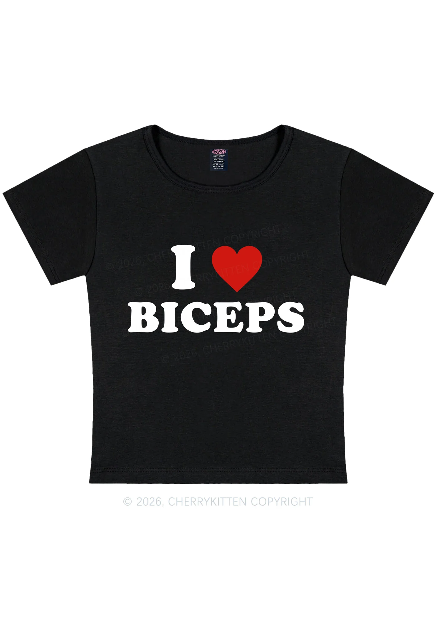 I Love Biceps Y2K Baby Tee Cherrykitten - Image 3
