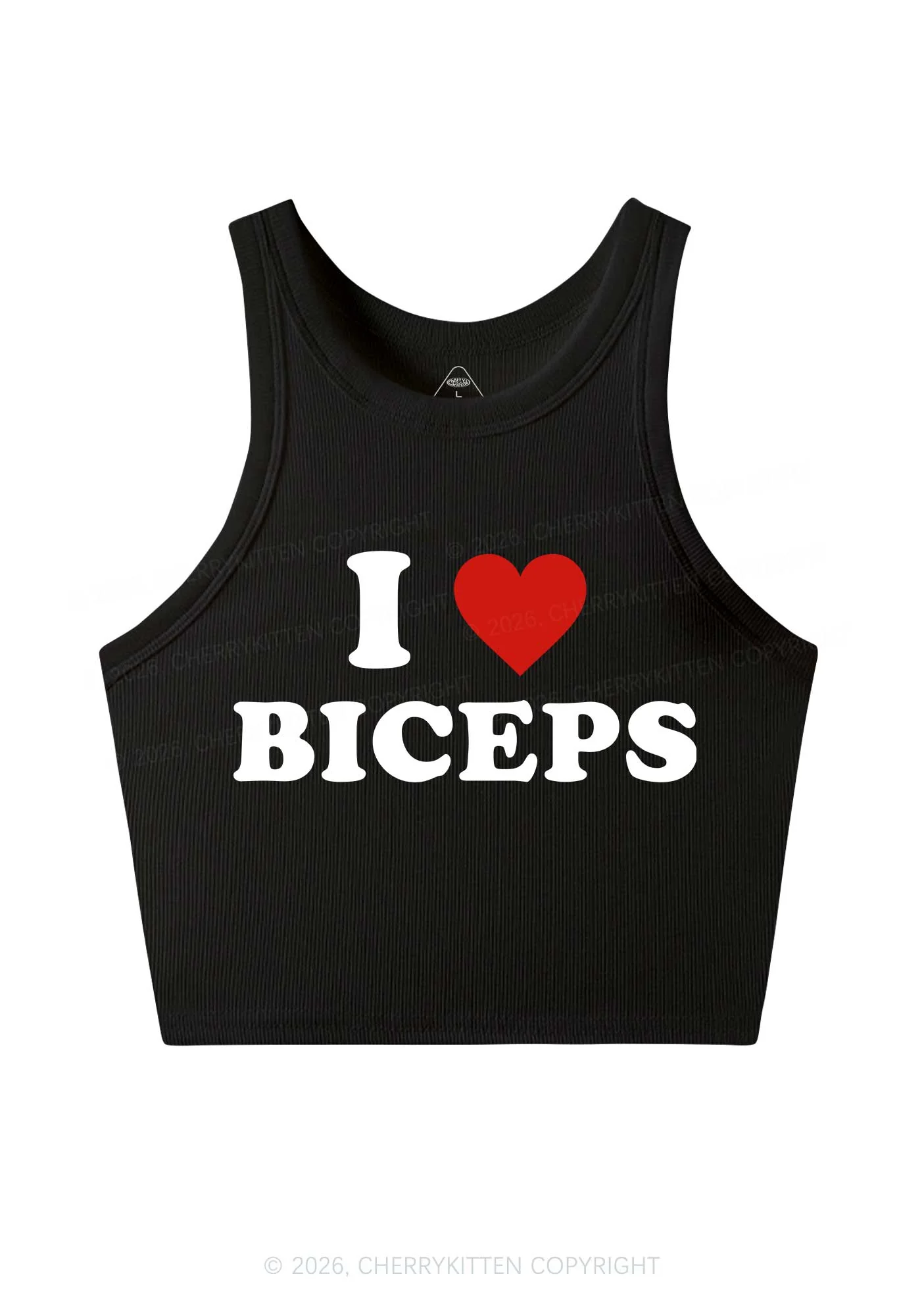 I Love Biceps Y2K Crop Tank Top Cherrykitten - Image 3