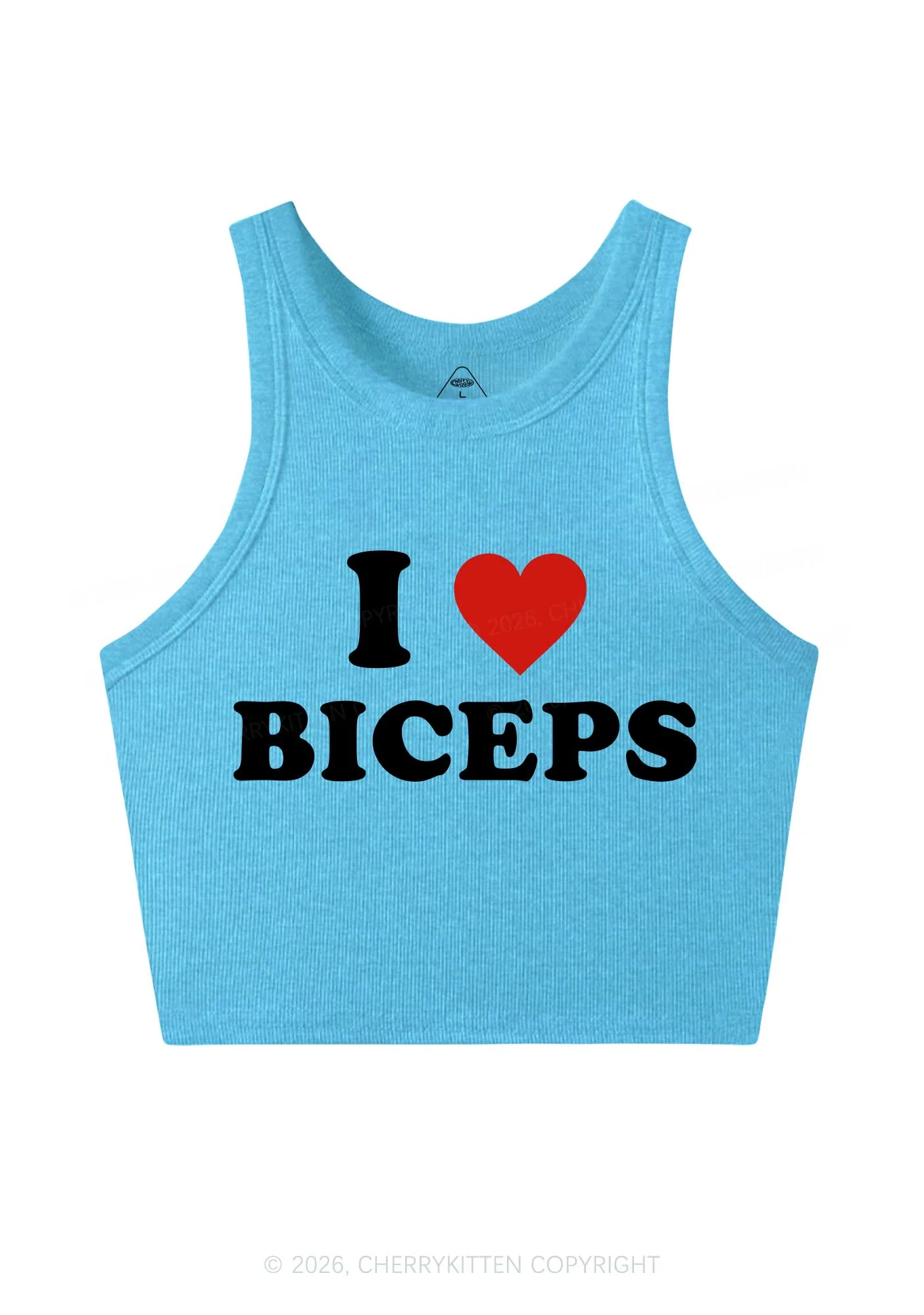 I Love Biceps Y2K Crop Tank Top Cherrykitten - Image 5