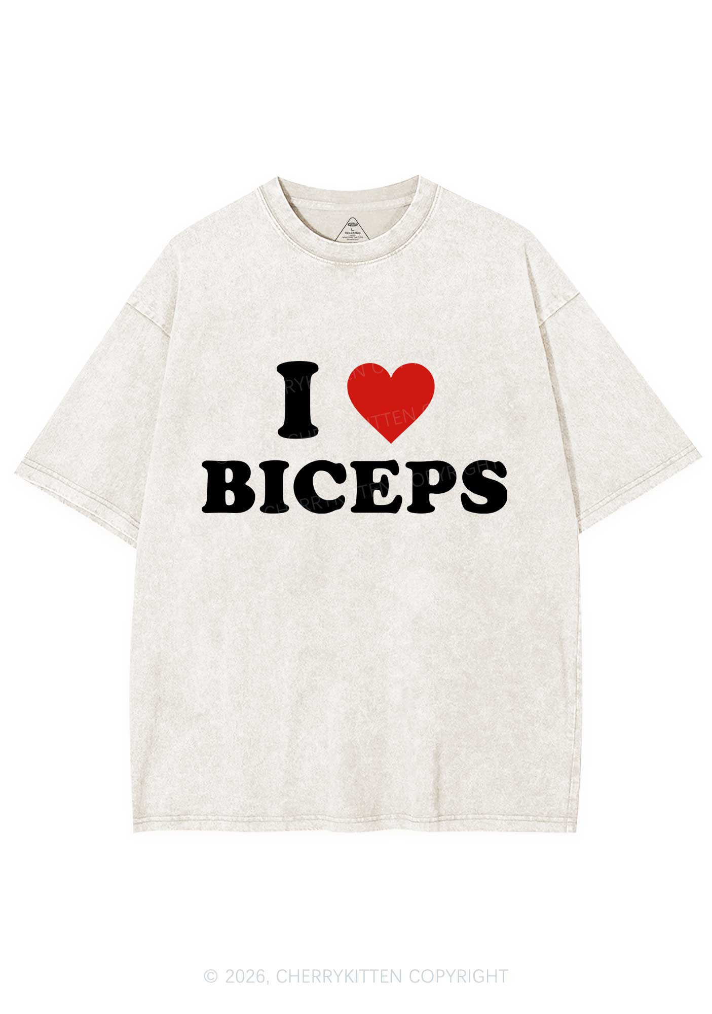 I Love Biceps Y2K Shirts Washed Tee Cherrykitten - Image 3