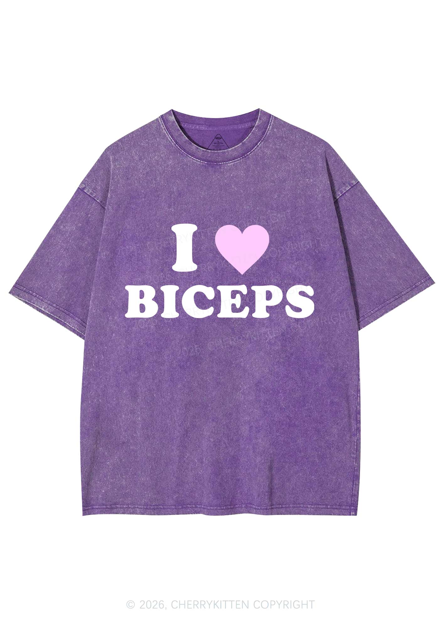 I Love Biceps Y2K Shirts Washed Tee Cherrykitten - Image 5