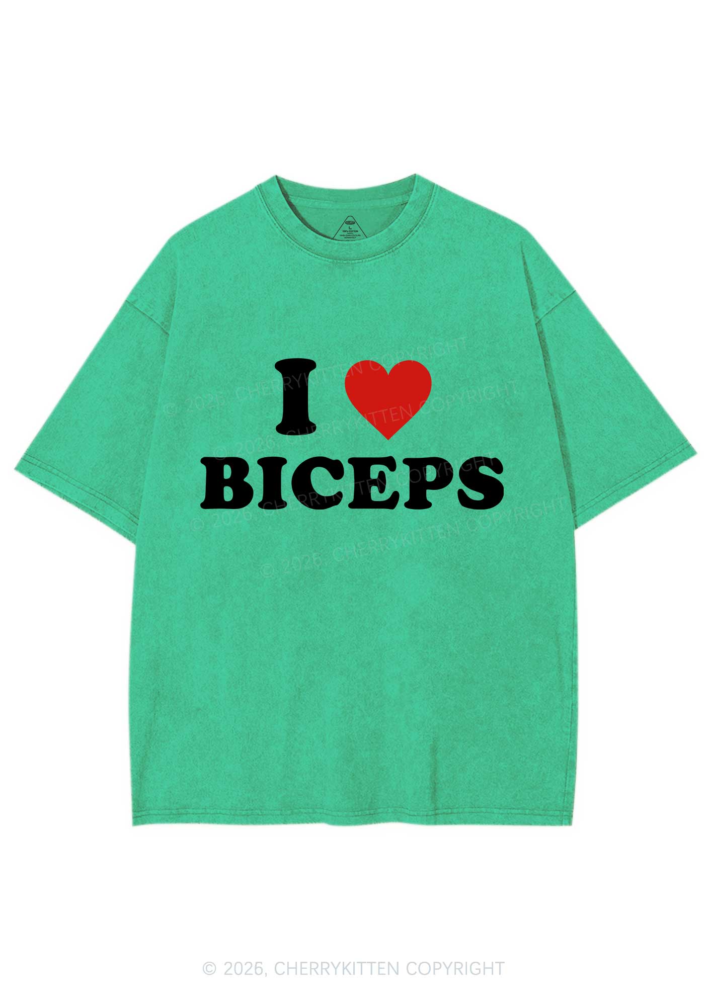 I Love Biceps Y2K Shirts Washed Tee Cherrykitten - Image 8