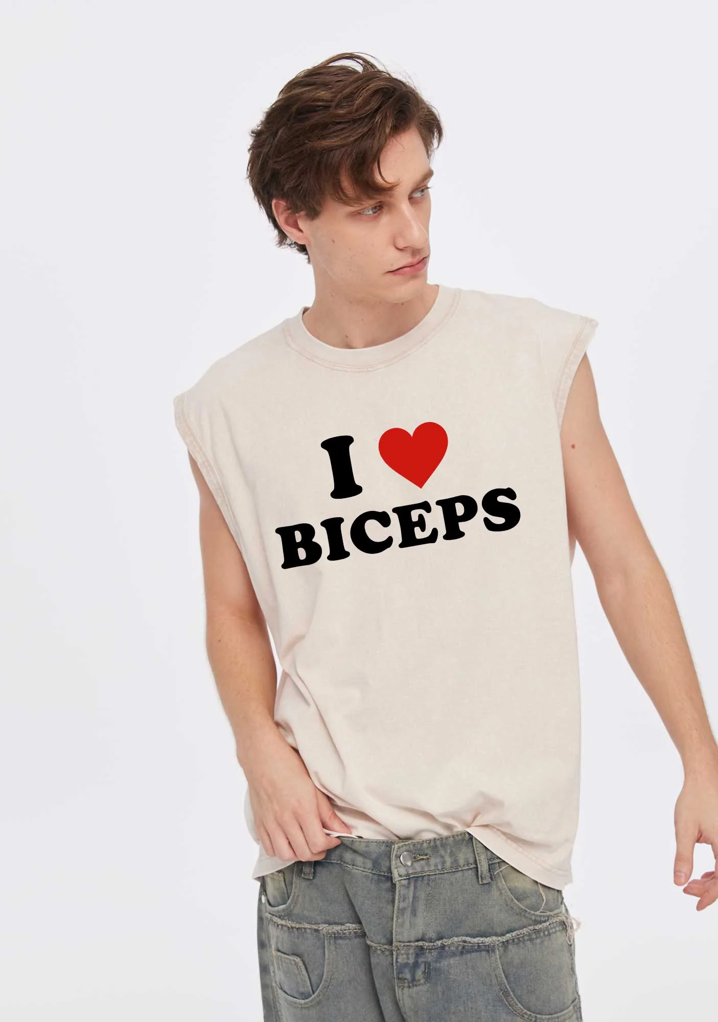 I Love Biceps Y2K Washed Muscle Tank Cherrykitten - Image 2