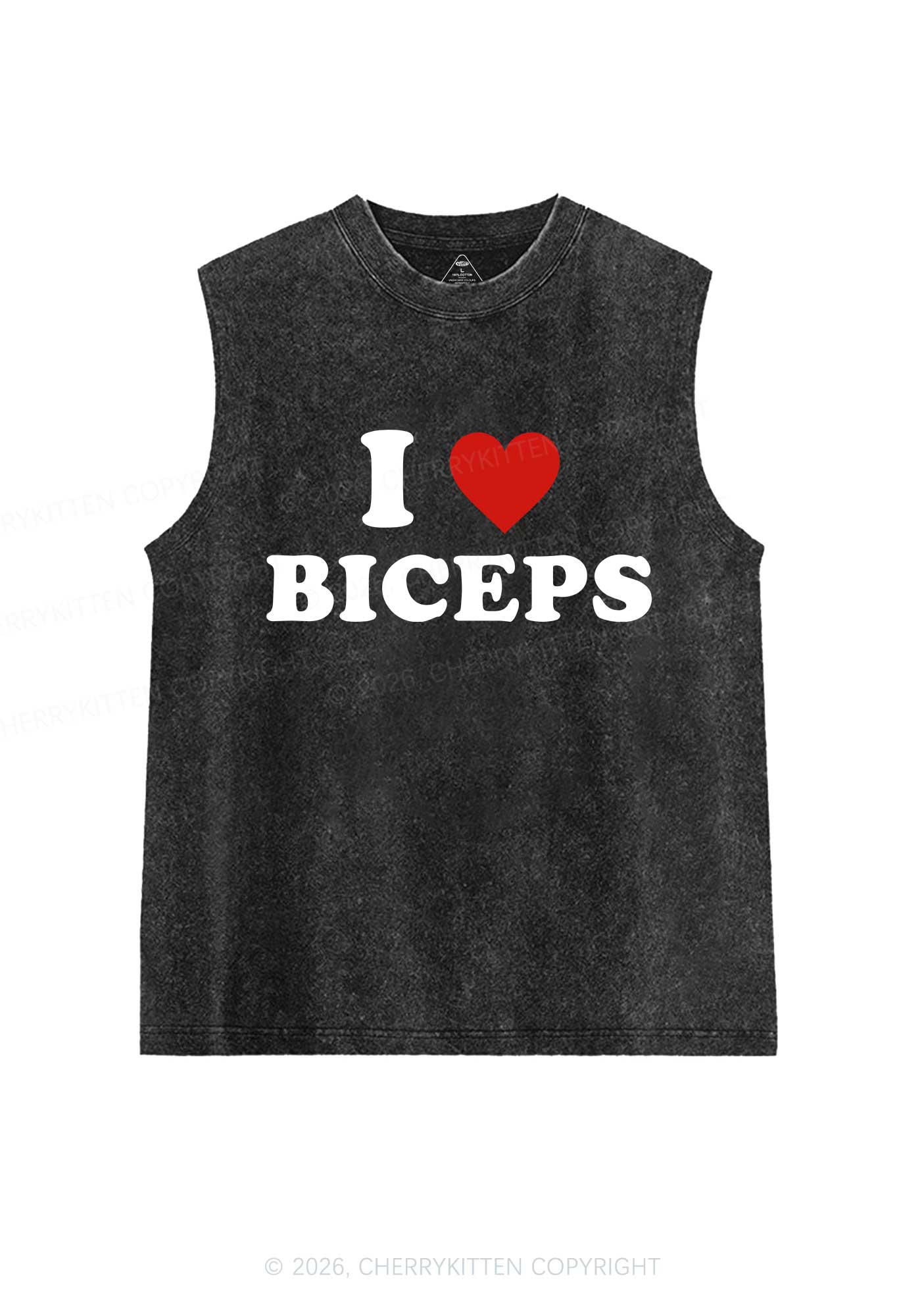 I Love Biceps Y2K Washed Muscle Tank Cherrykitten - Image 3