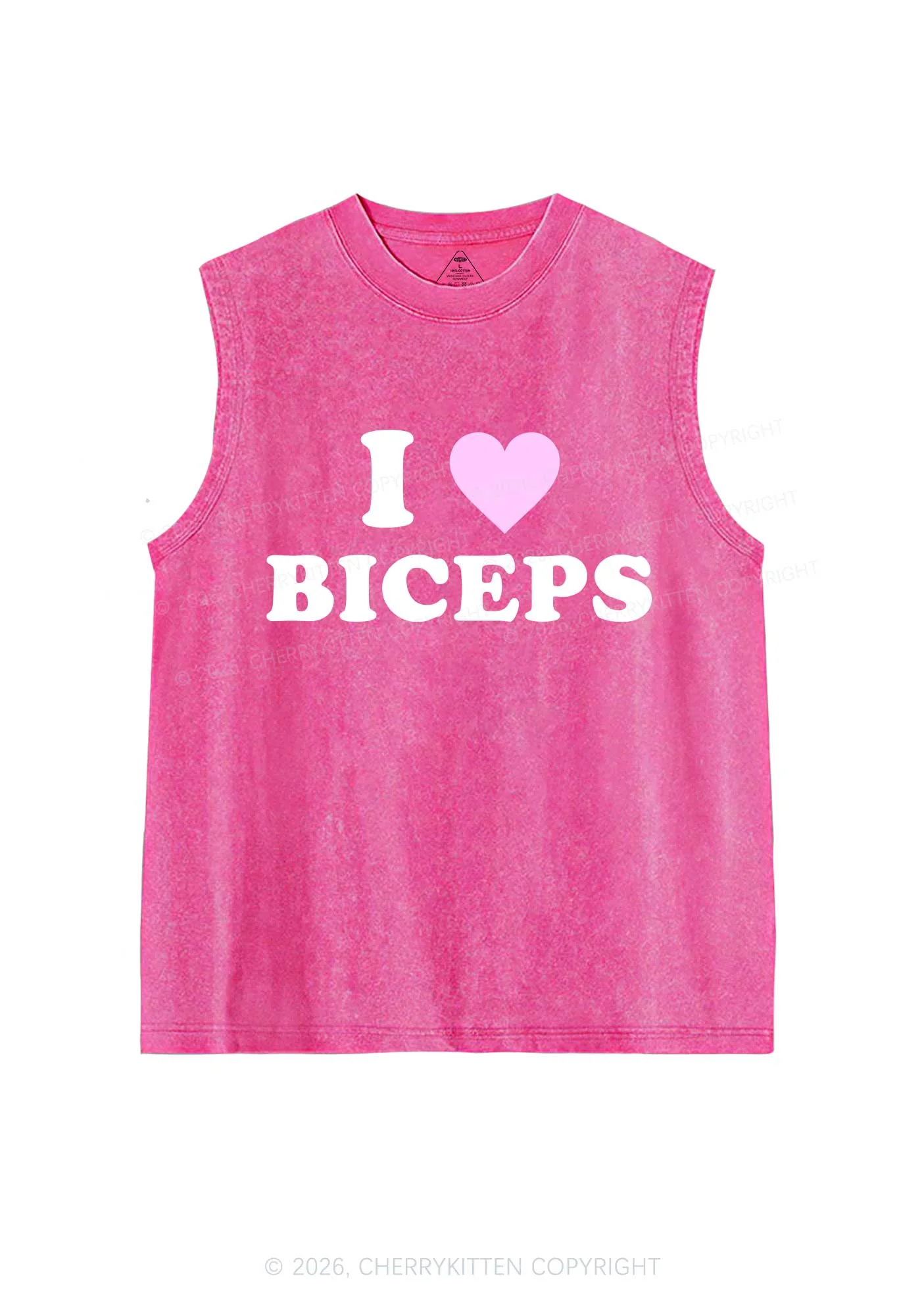 I Love Biceps Y2K Washed Muscle Tank Cherrykitten - Image 4