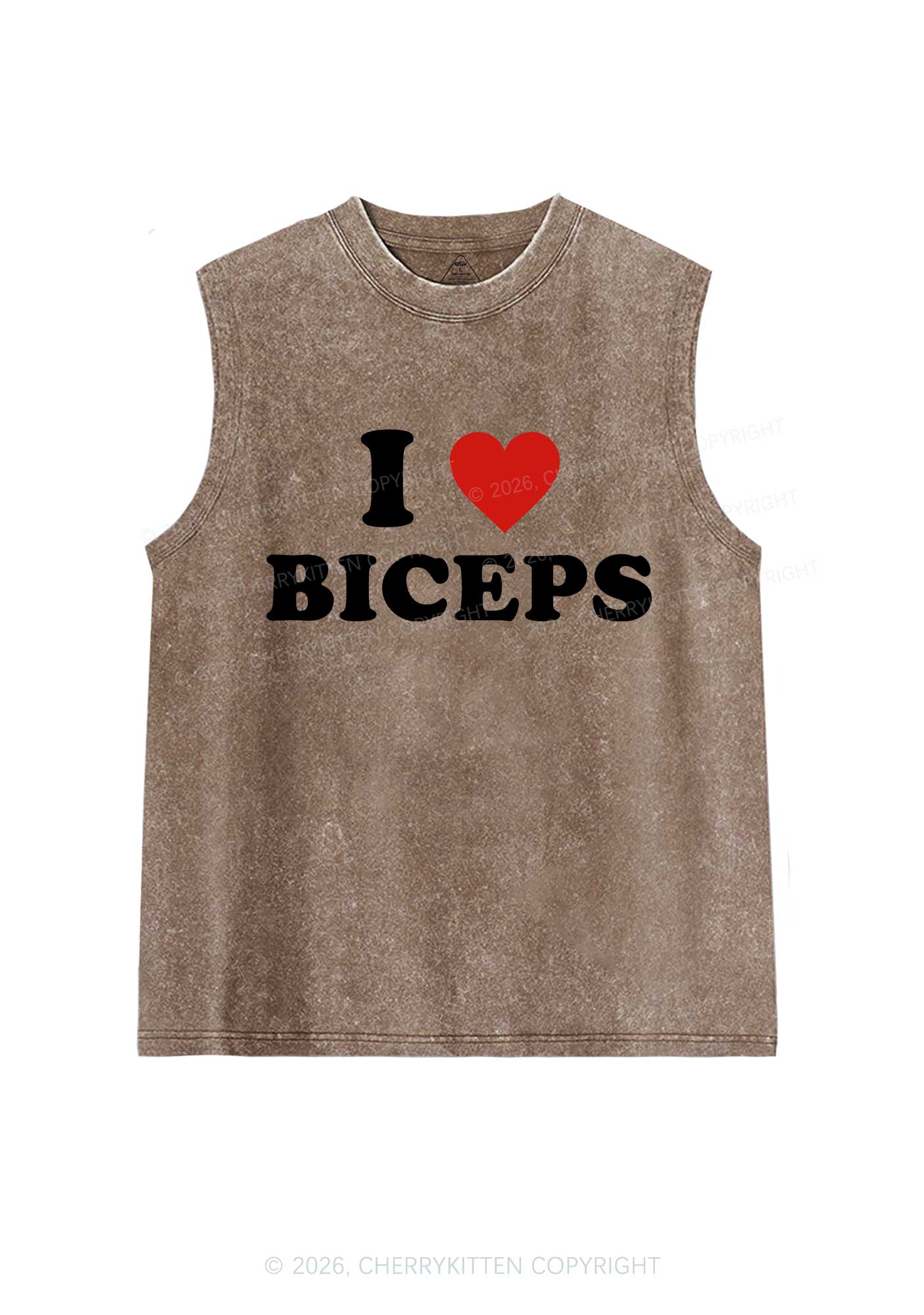 I Love Biceps Y2K Washed Muscle Tank Cherrykitten - Image 5