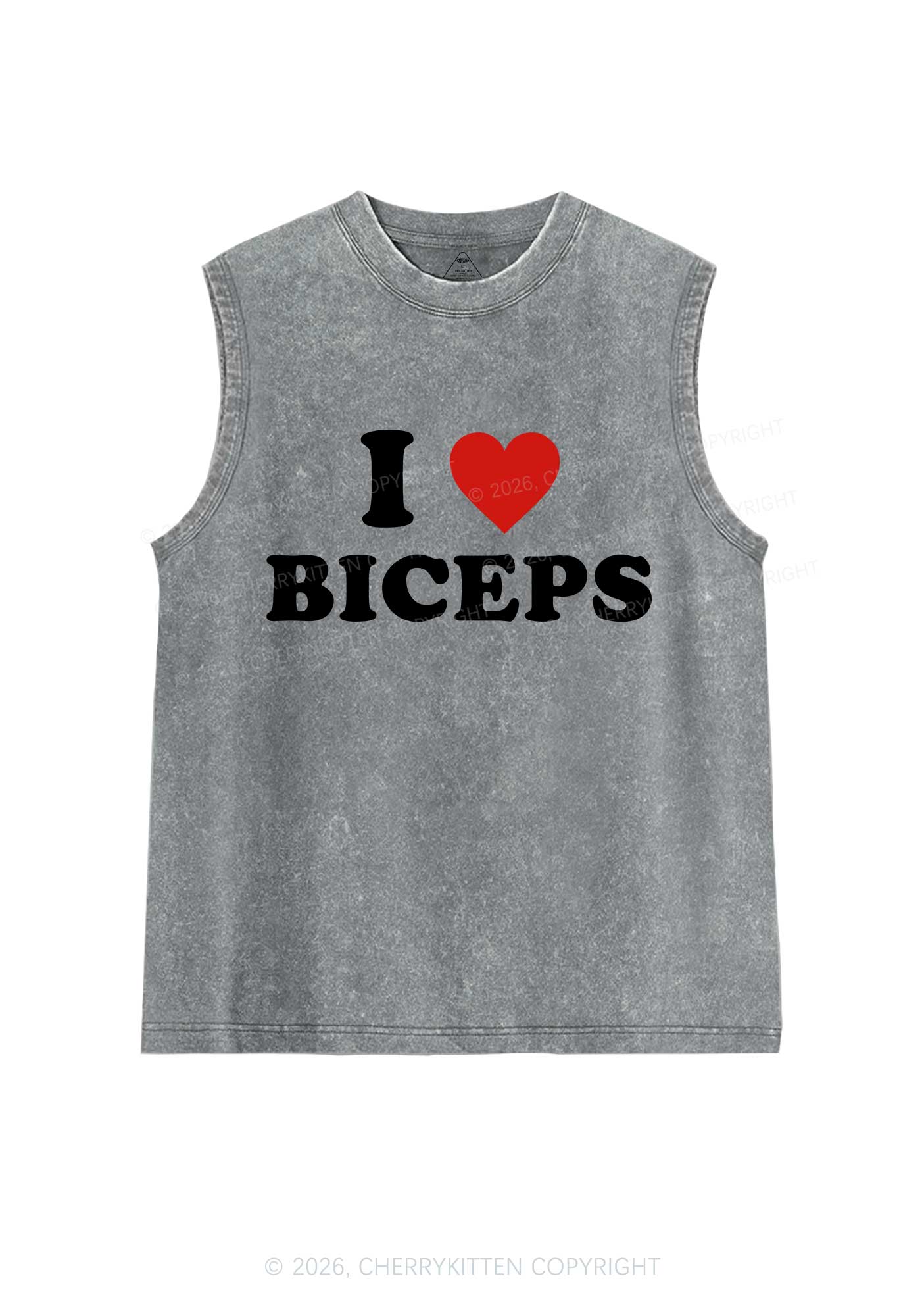 I Love Biceps Y2K Washed Muscle Tank Cherrykitten - Image 6