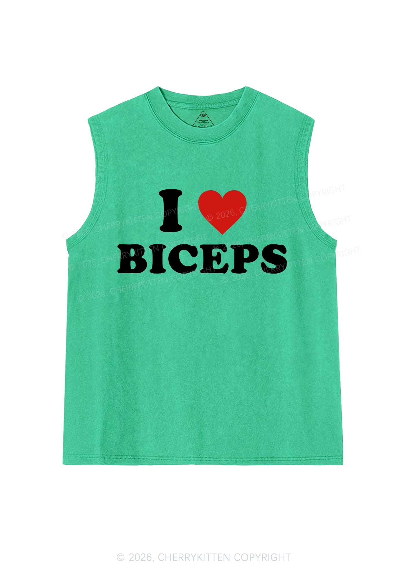 I Love Biceps Y2K Washed Muscle Tank Cherrykitten - Image 7