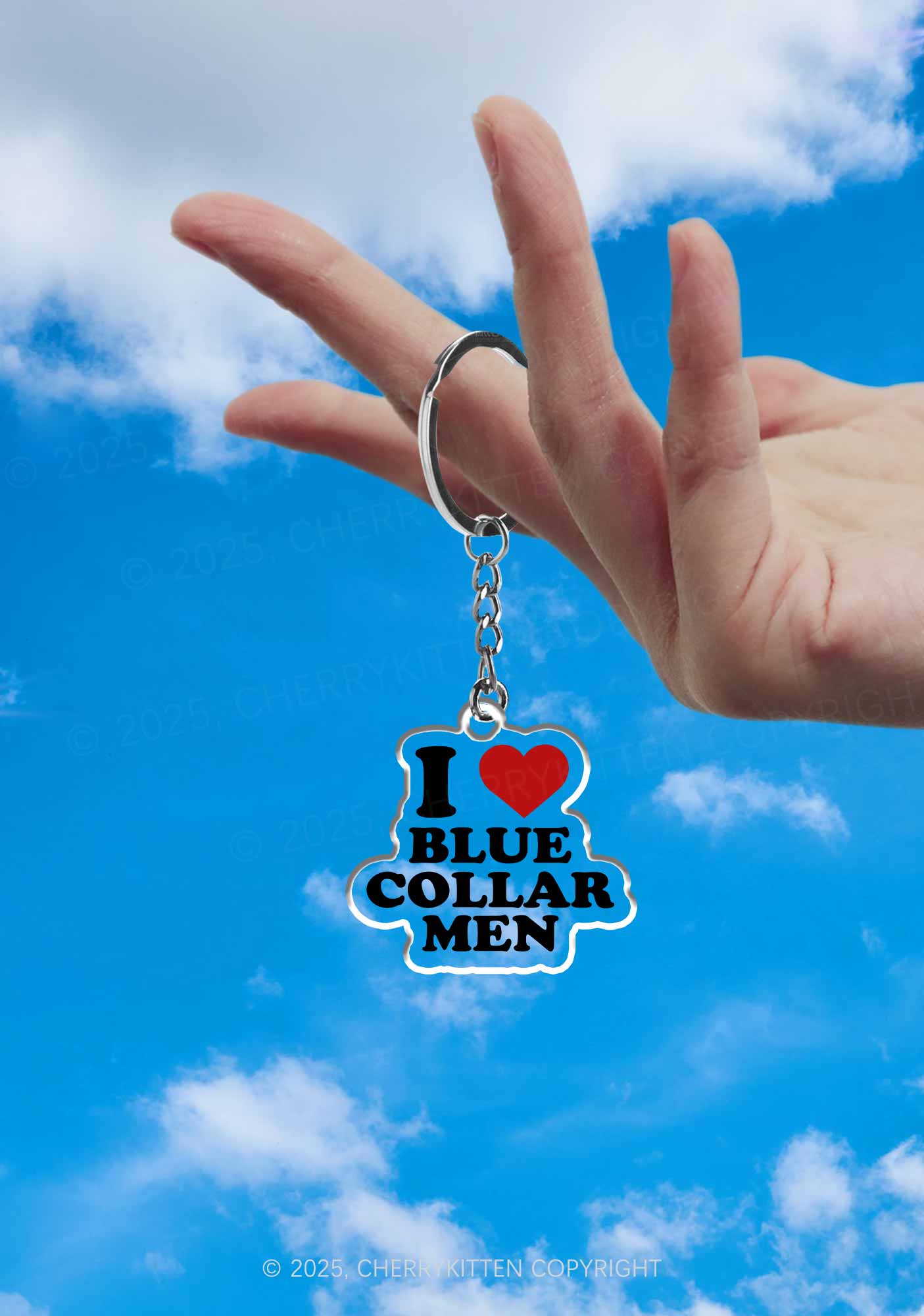 I Love Blue Collar Men 1Pc Y2K Keychain Cherrykitten - Image 2