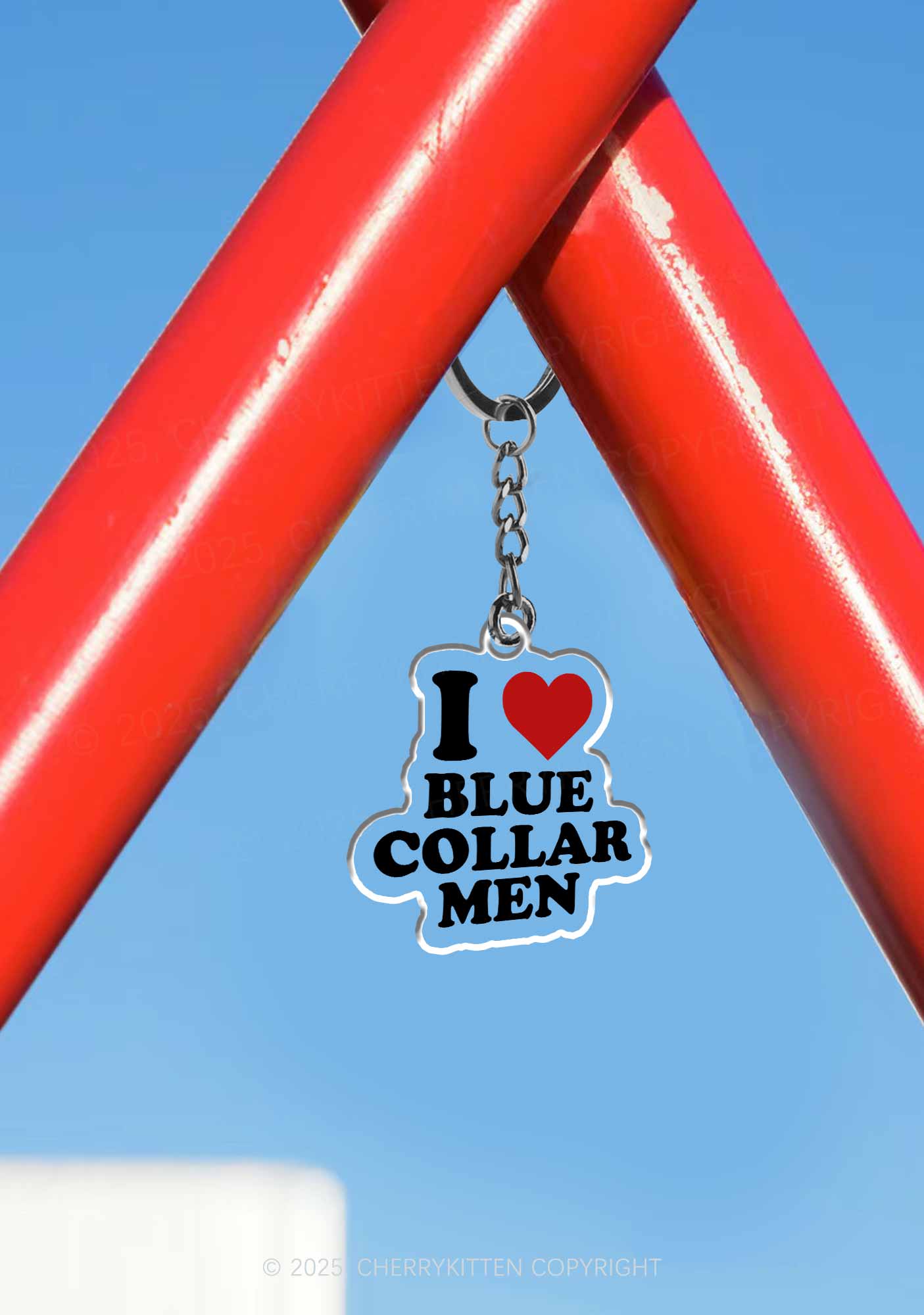 I Love Blue Collar Men 1Pc Y2K Keychain Cherrykitten - Image 3