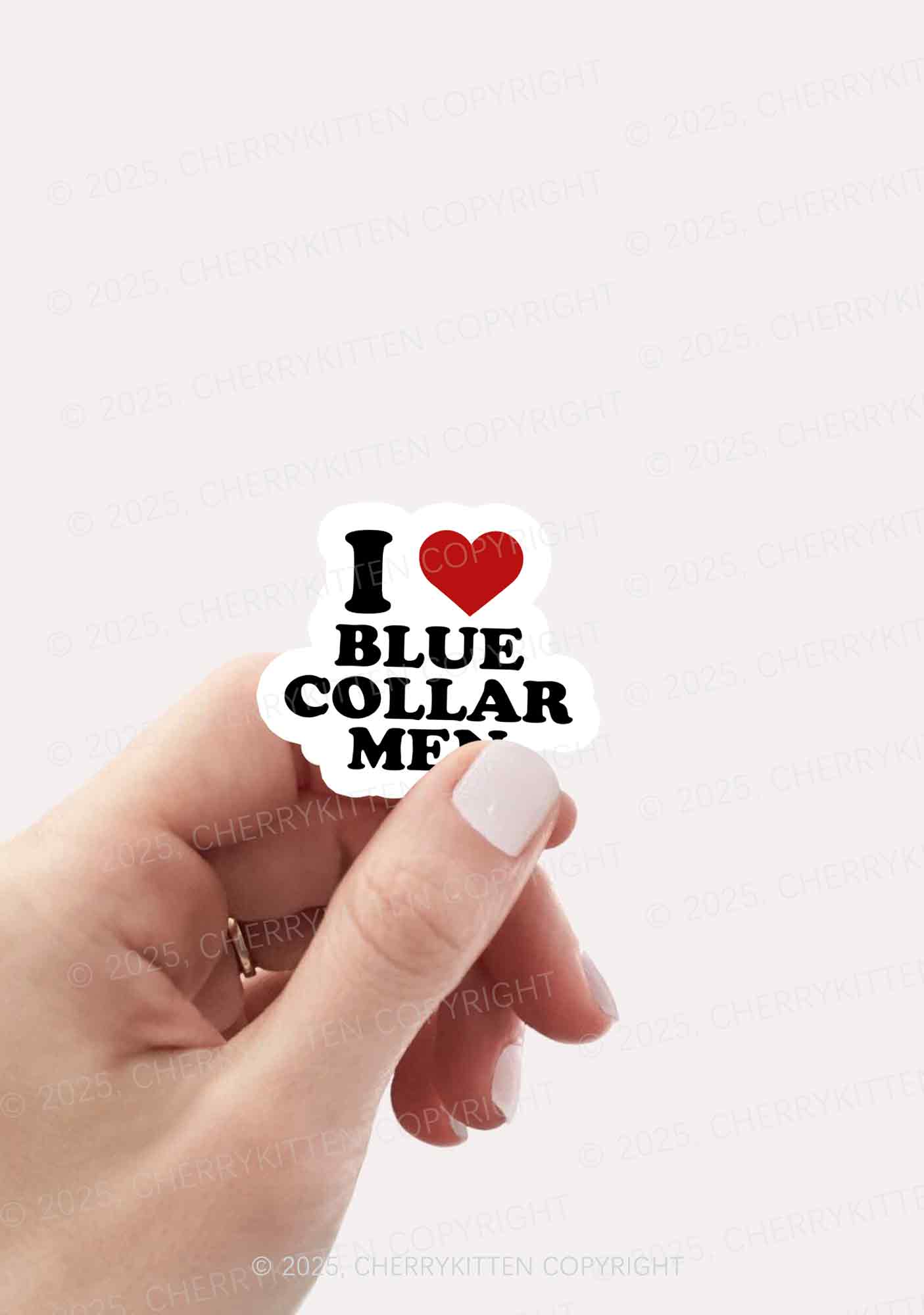I Love Blue Collar Men 1Pc Y2K Sticker Cherrykitten - Image 2