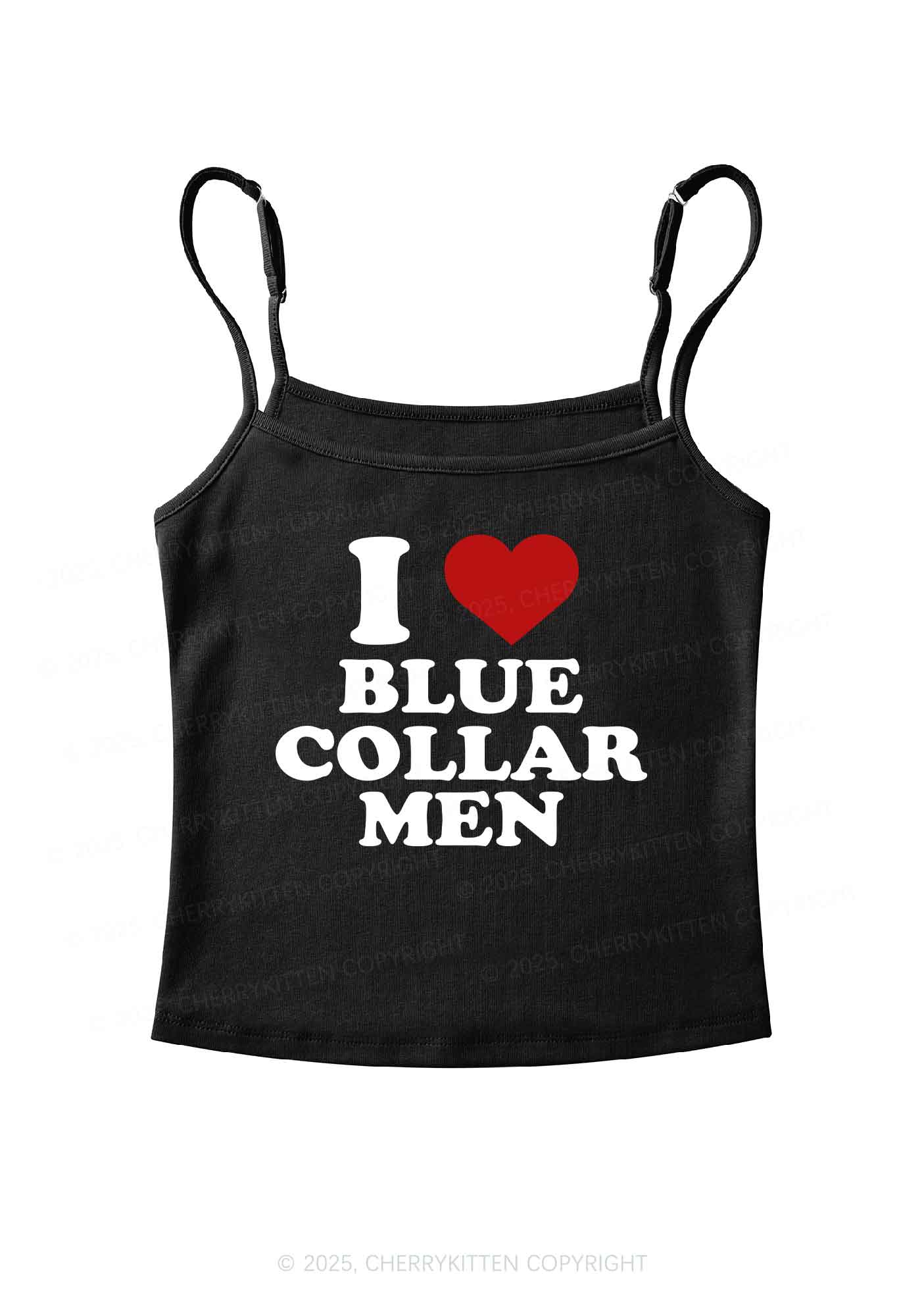 I Love Blue Collar Men Y2K Spaghetti Strap Cami Cherrykitten - Image 3