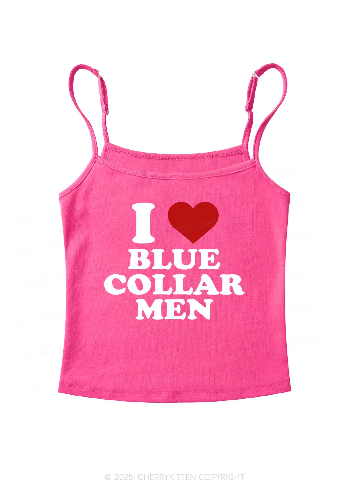I Love Blue Collar Men Y2K Spaghetti Strap Cami Cherrykitten - Image 5