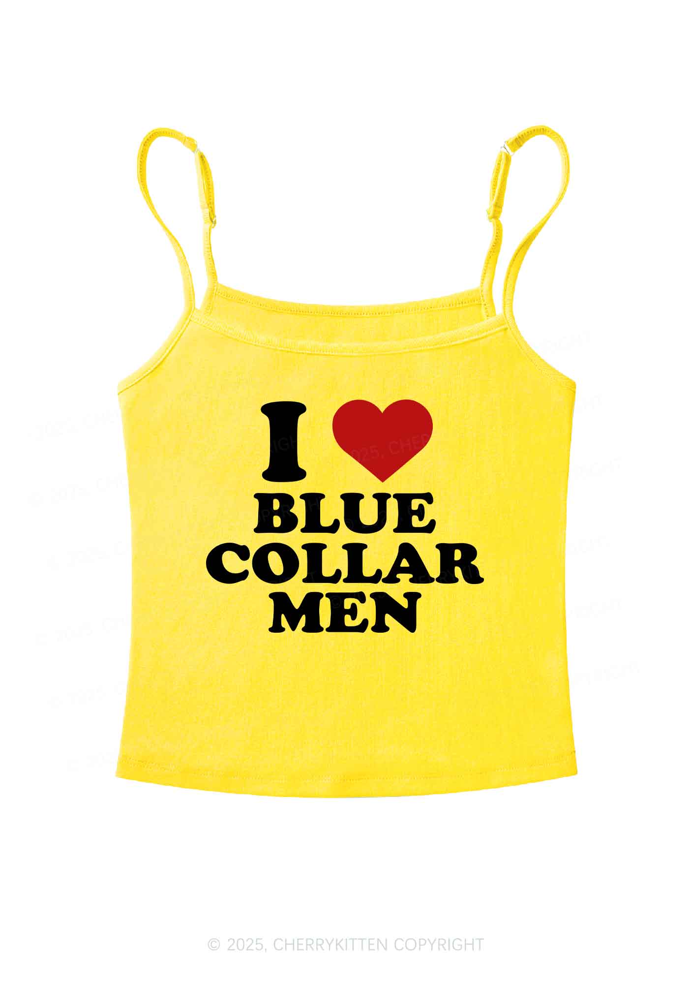 I Love Blue Collar Men Y2K Spaghetti Strap Cami Cherrykitten - Image 7