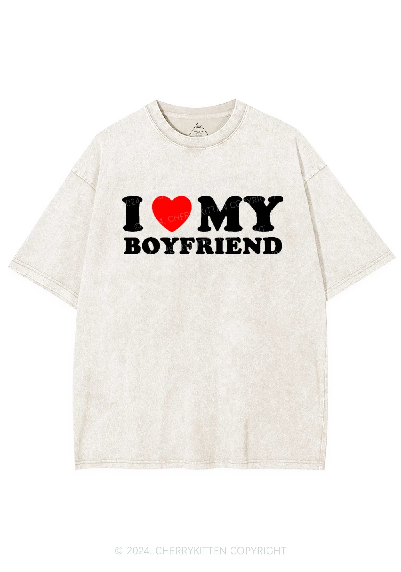 I Love Boyfriend Y2K Valentine's Day Washed Tee Cherrykitten - Image 3