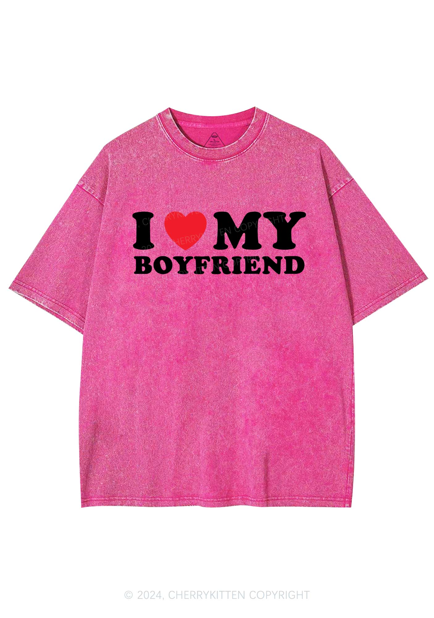 I Love Boyfriend Y2K Valentine's Day Washed Tee Cherrykitten - Image 4