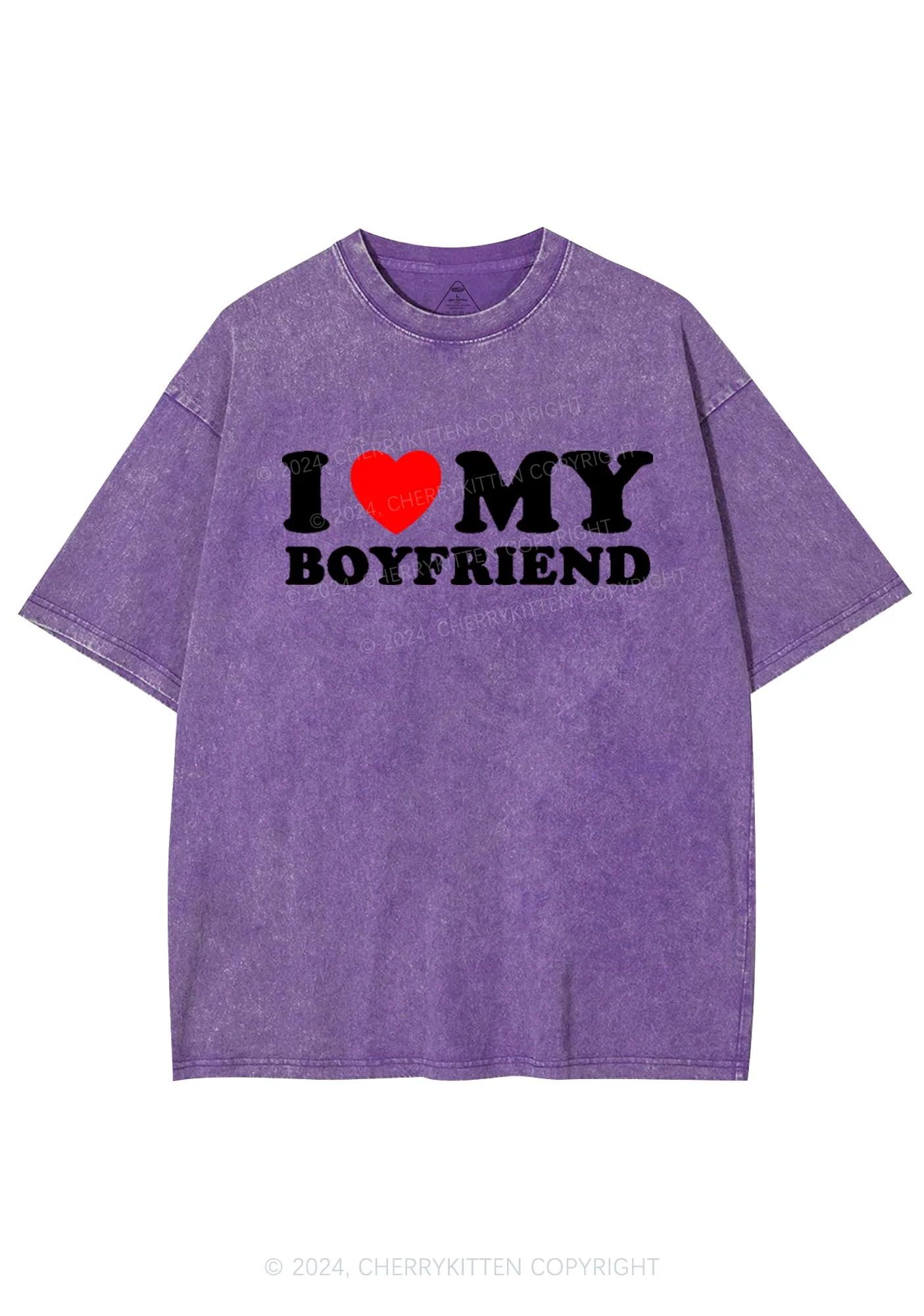I Love Boyfriend Y2K Valentine's Day Washed Tee Cherrykitten - Image 5