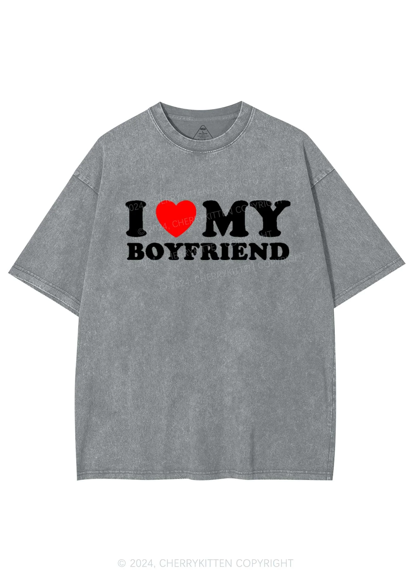 I Love Boyfriend Y2K Valentine's Day Washed Tee Cherrykitten - Image 6