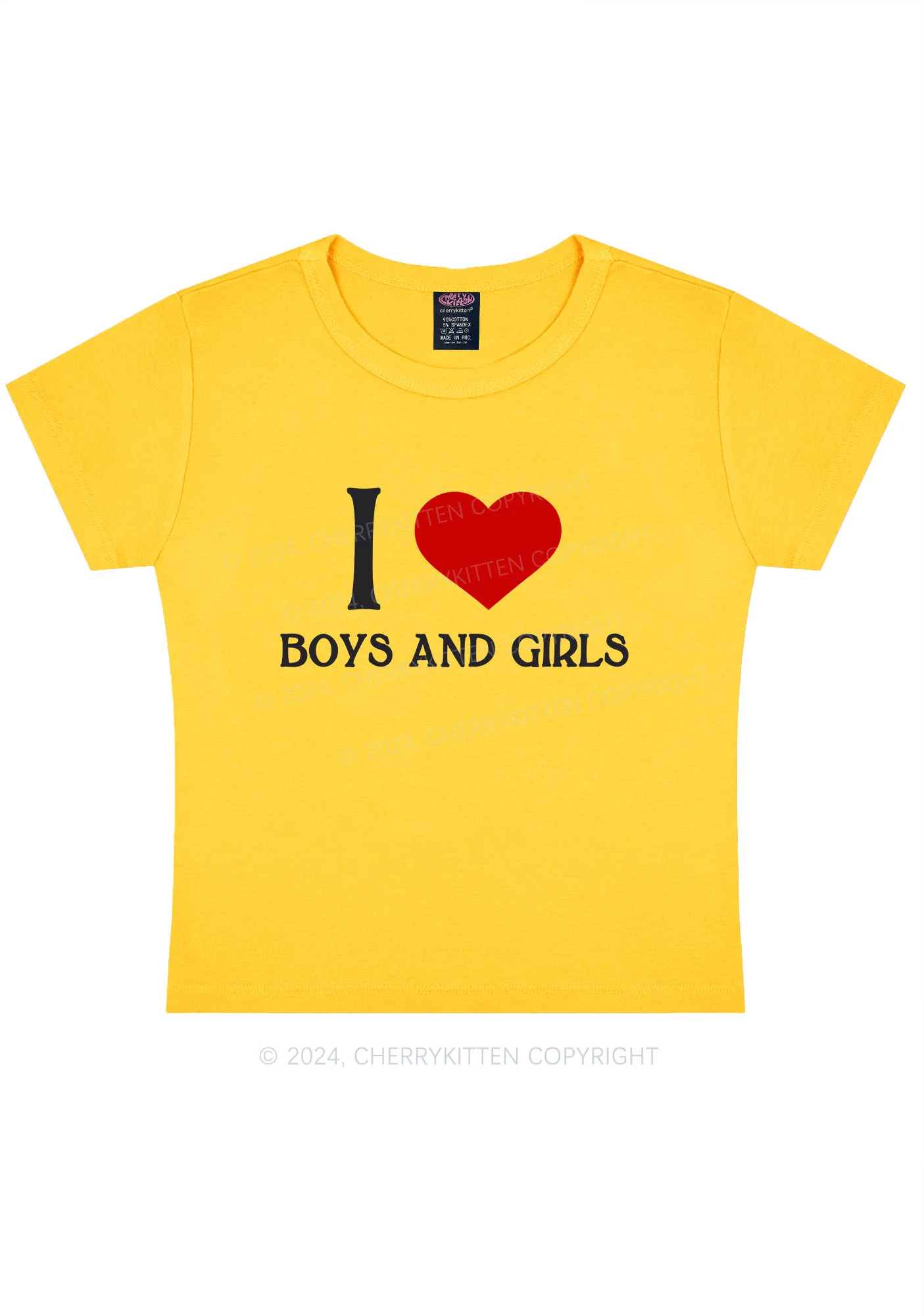 I Love Boys and Girls Y2K Baby Tee Cherrykitten - Image 2