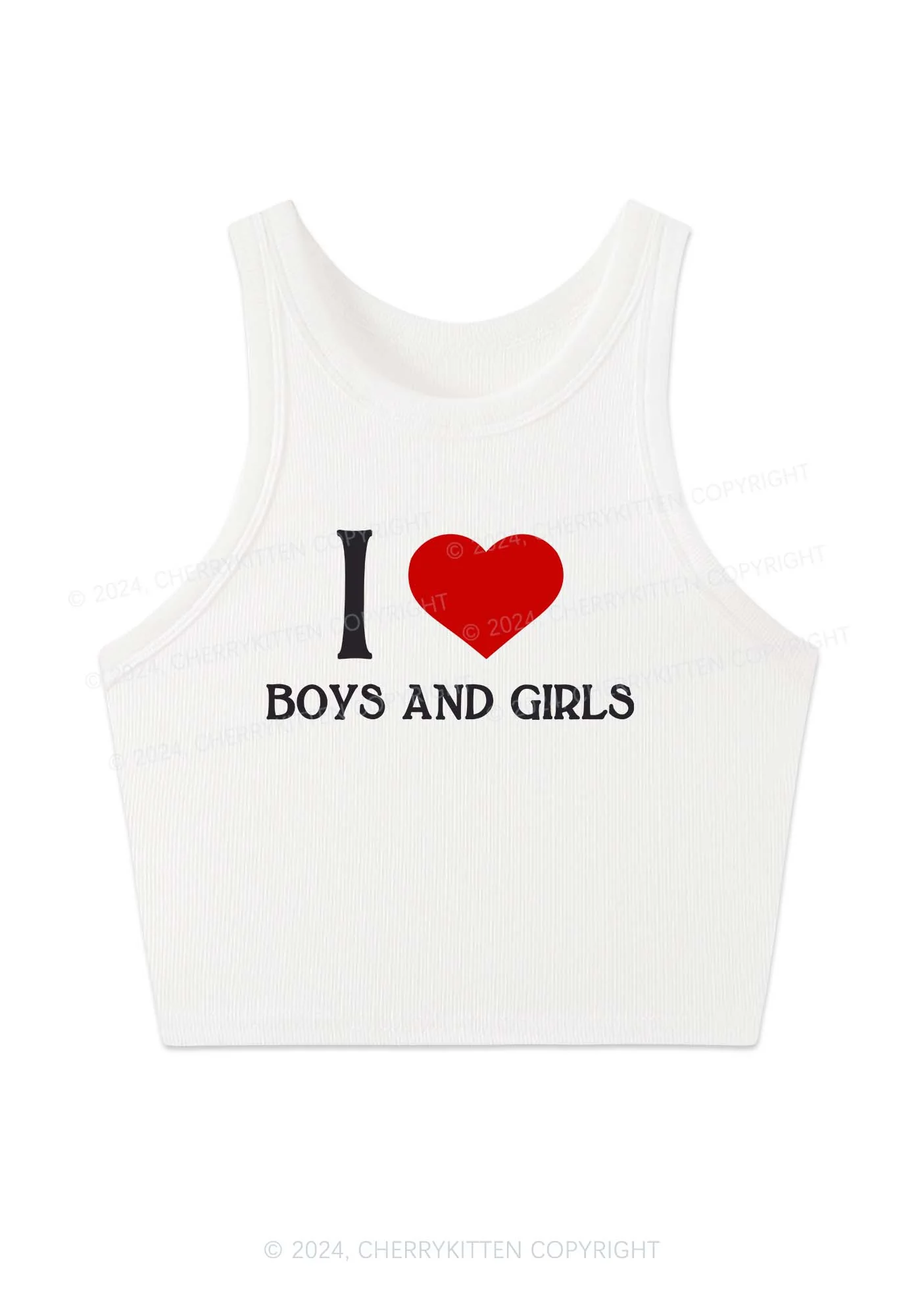 I Love Boys and Girls Y2K Crop Tank Top Cherrykitten - Image 2