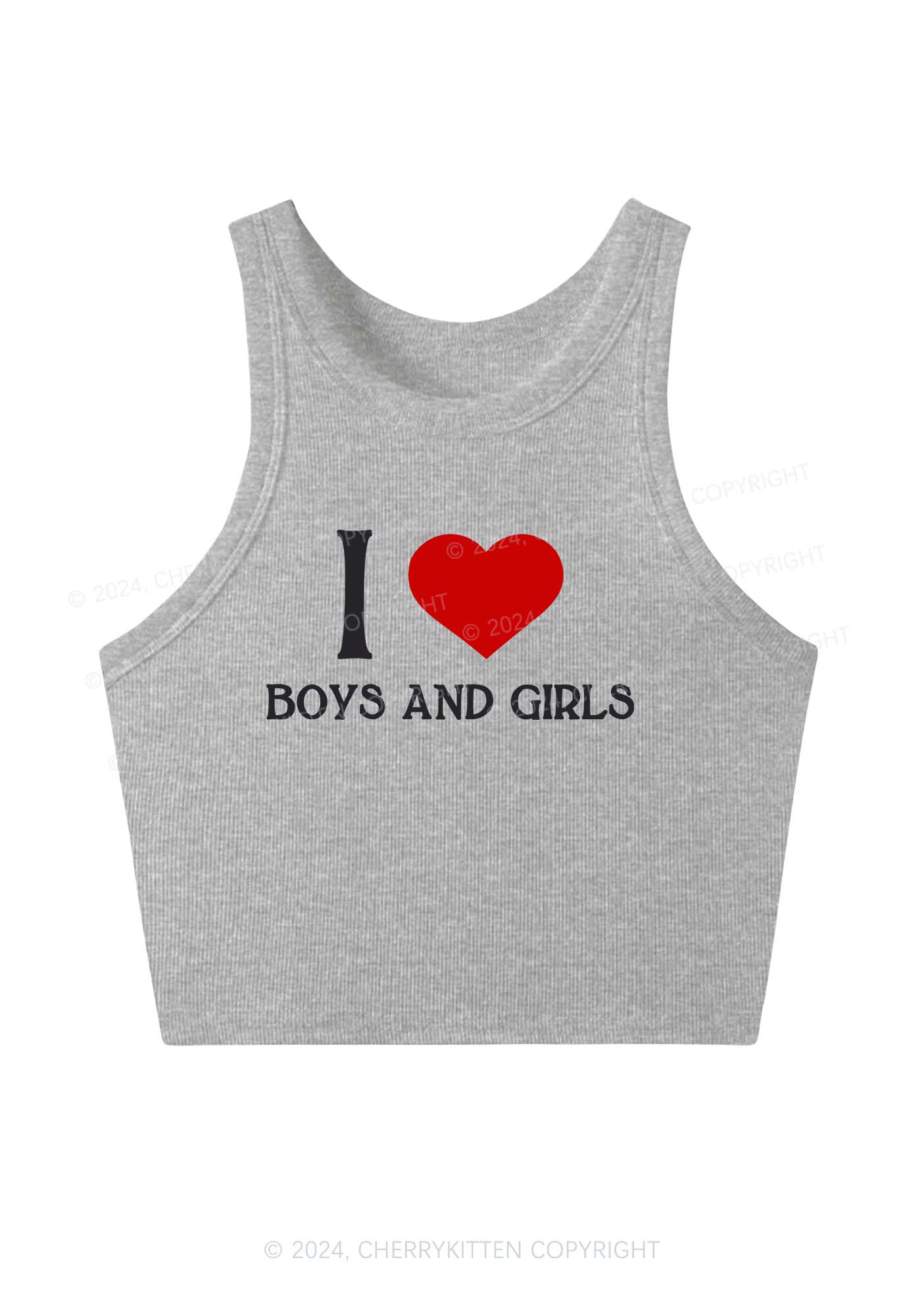 I Love Boys and Girls Y2K Crop Tank Top Cherrykitten - Image 3