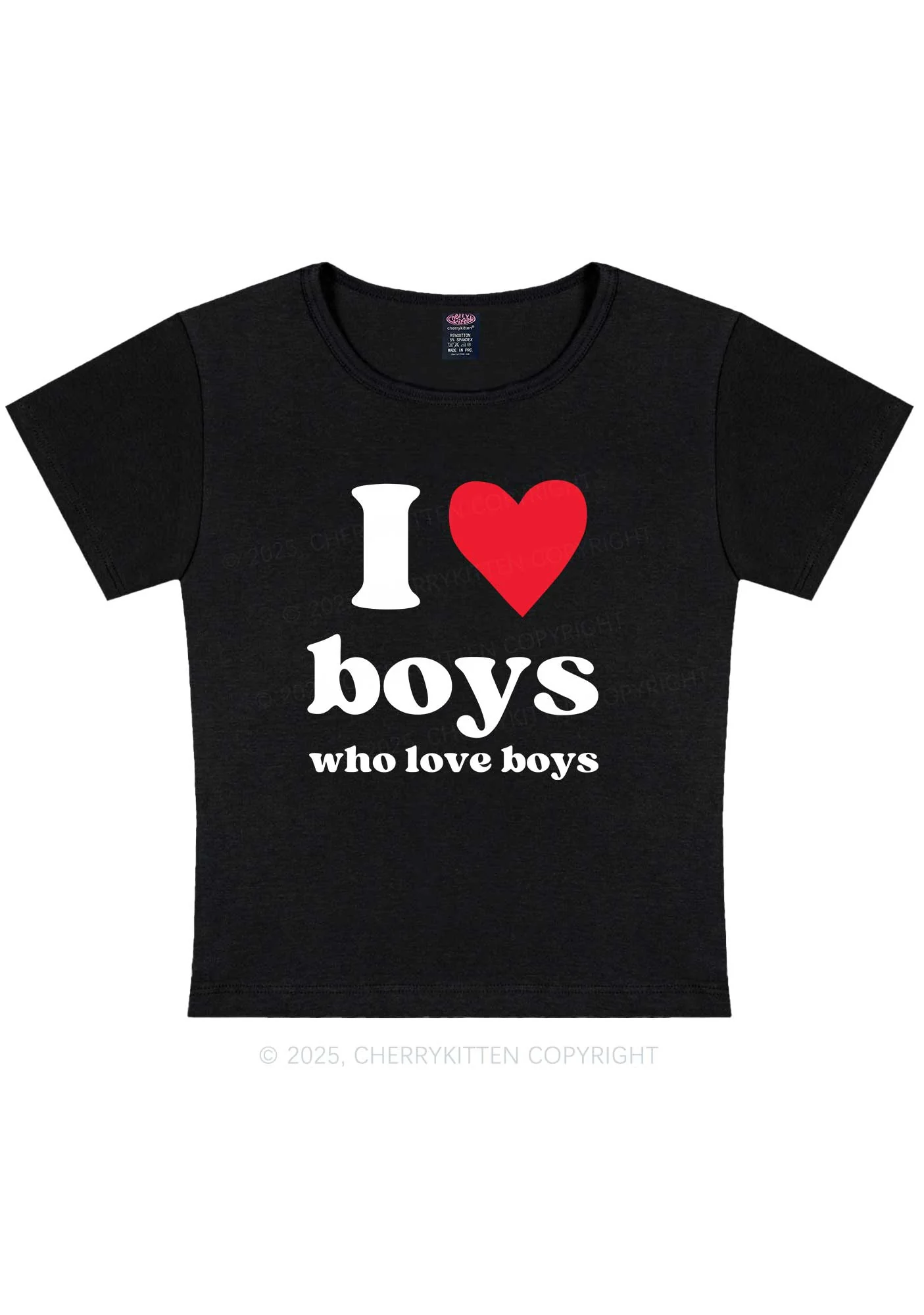 I Love Boys Pride Y2K Baby Tee Cherrykitten - Image 3