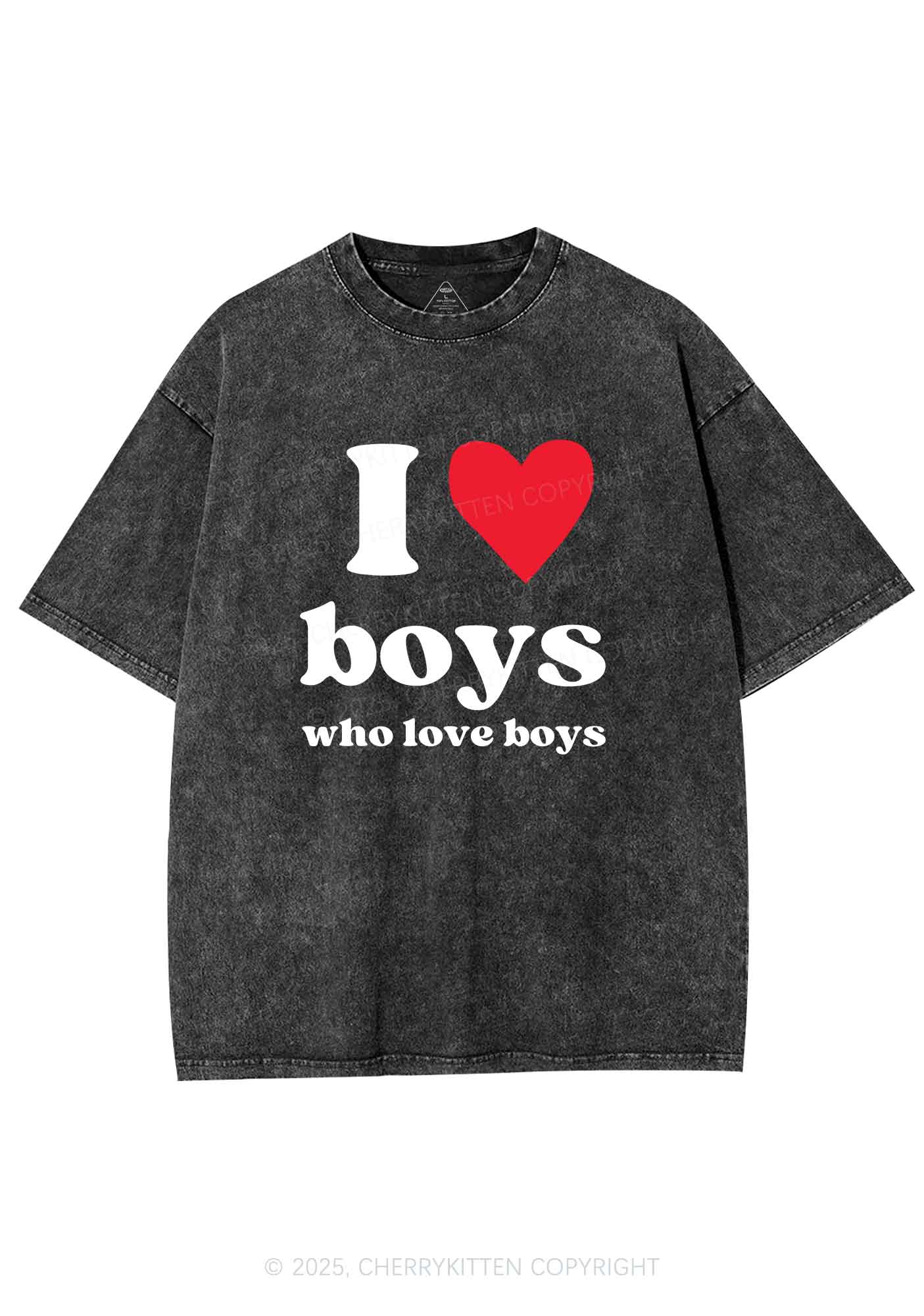 I Love Boys Pride Y2K Shirts Washed Tee Cherrykitten - Image 3