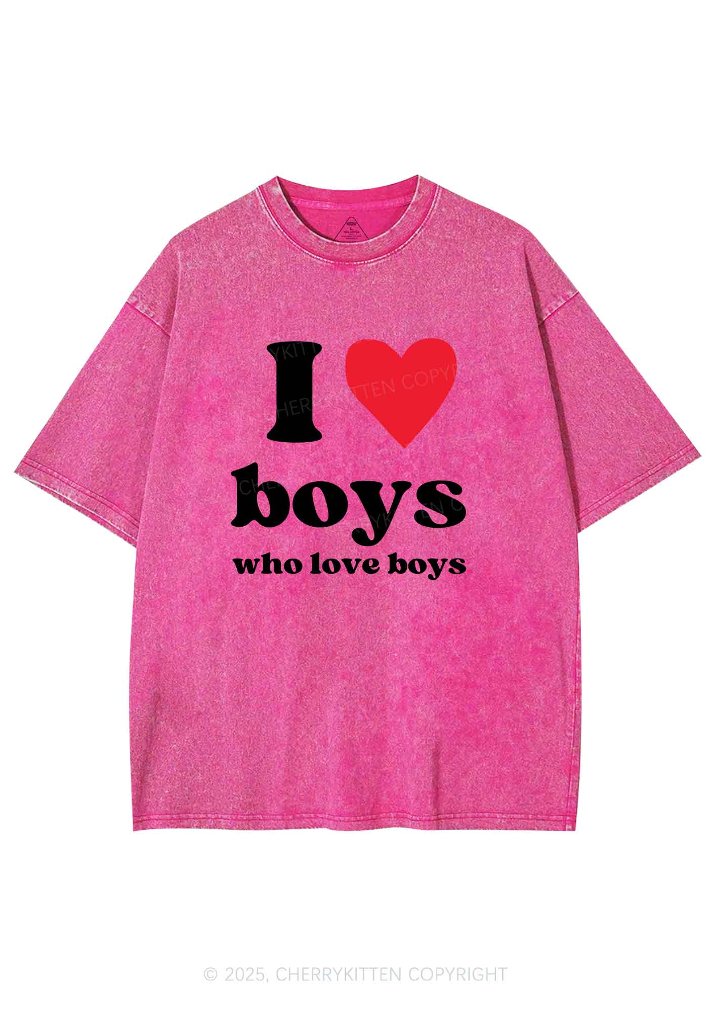 I Love Boys Pride Y2K Shirts Washed Tee Cherrykitten - Image 4