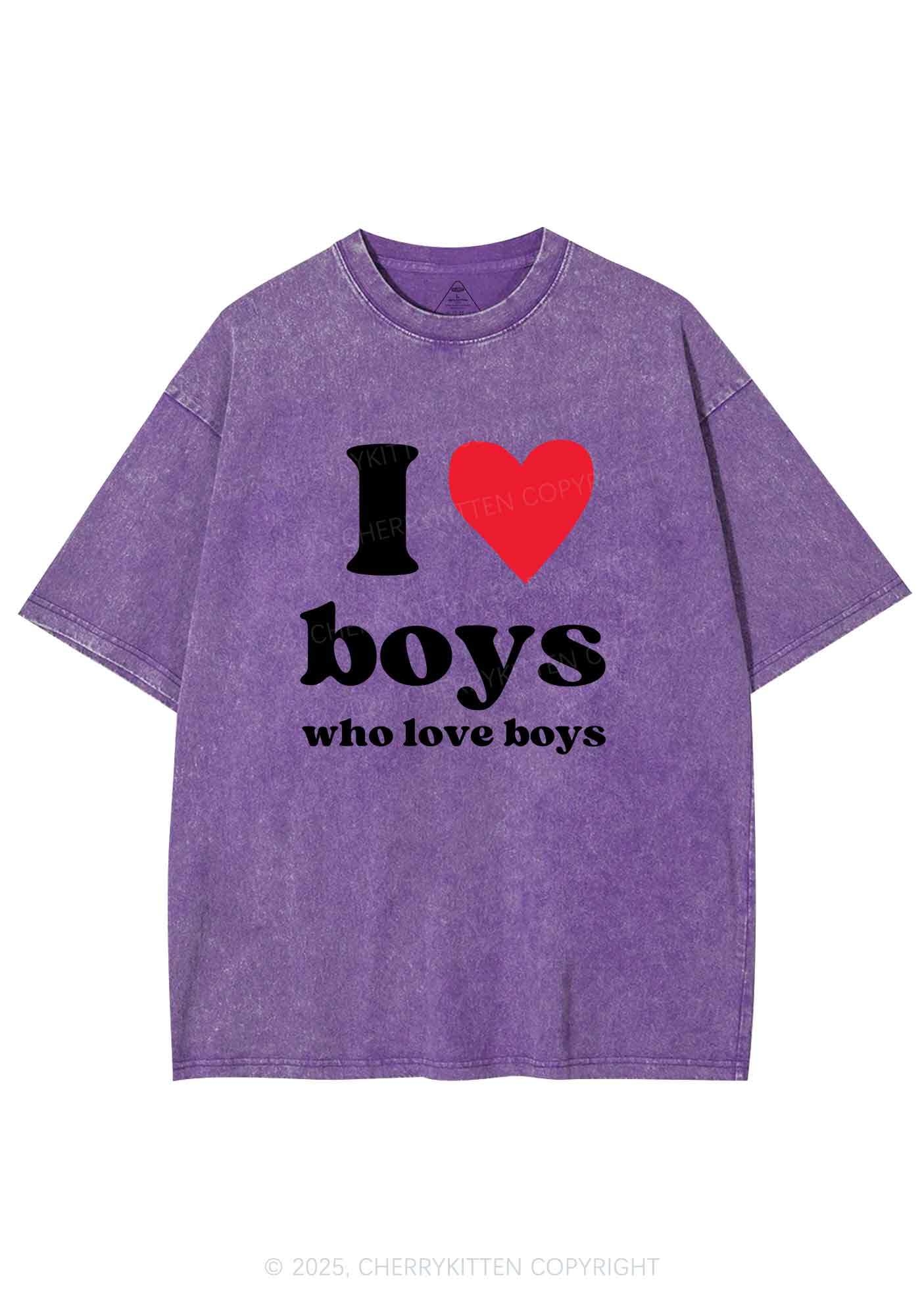 I Love Boys Pride Y2K Shirts Washed Tee Cherrykitten - Image 5